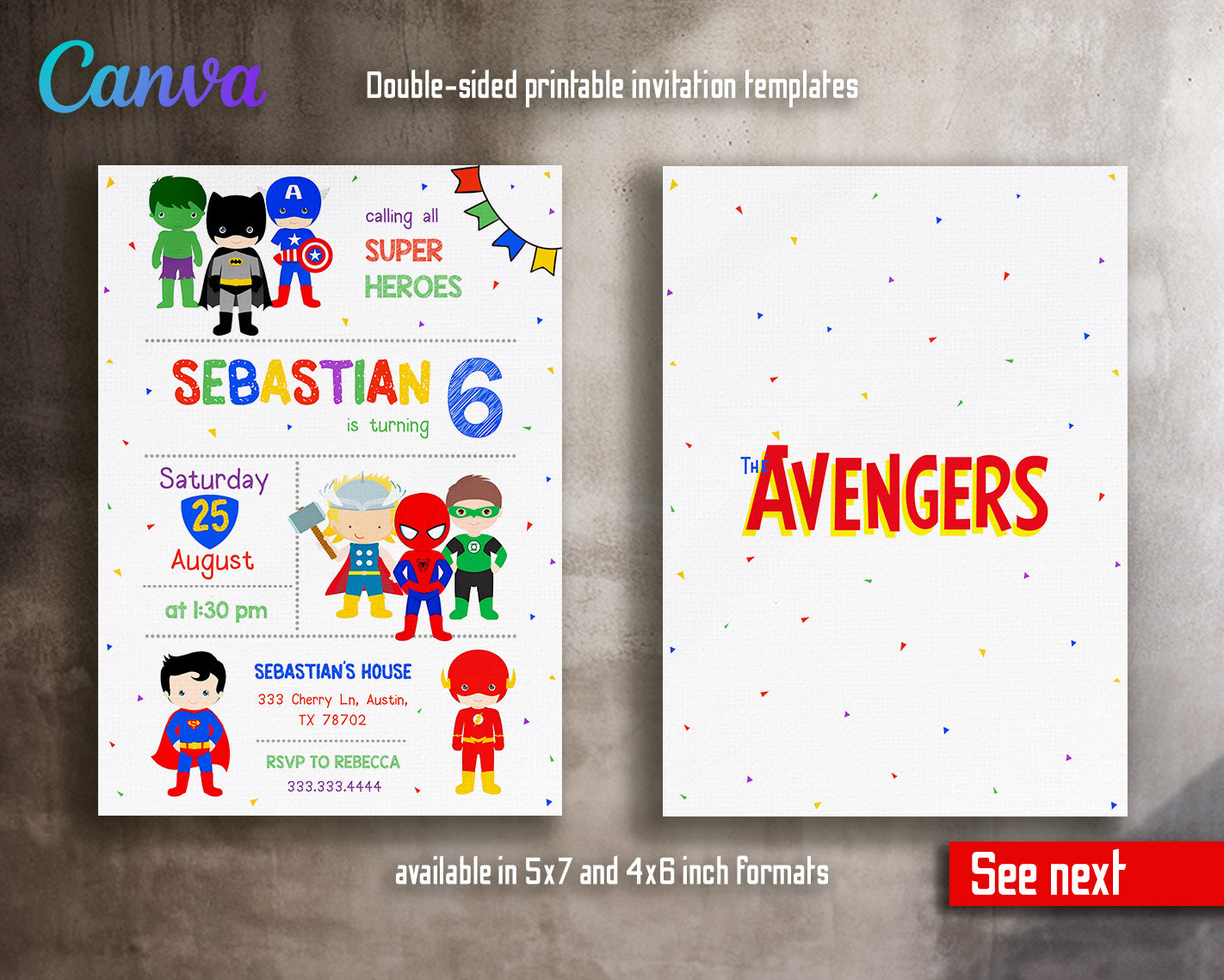 Avengers Marvel Superhero customizable invitation template | Share or Print | boy | CA041