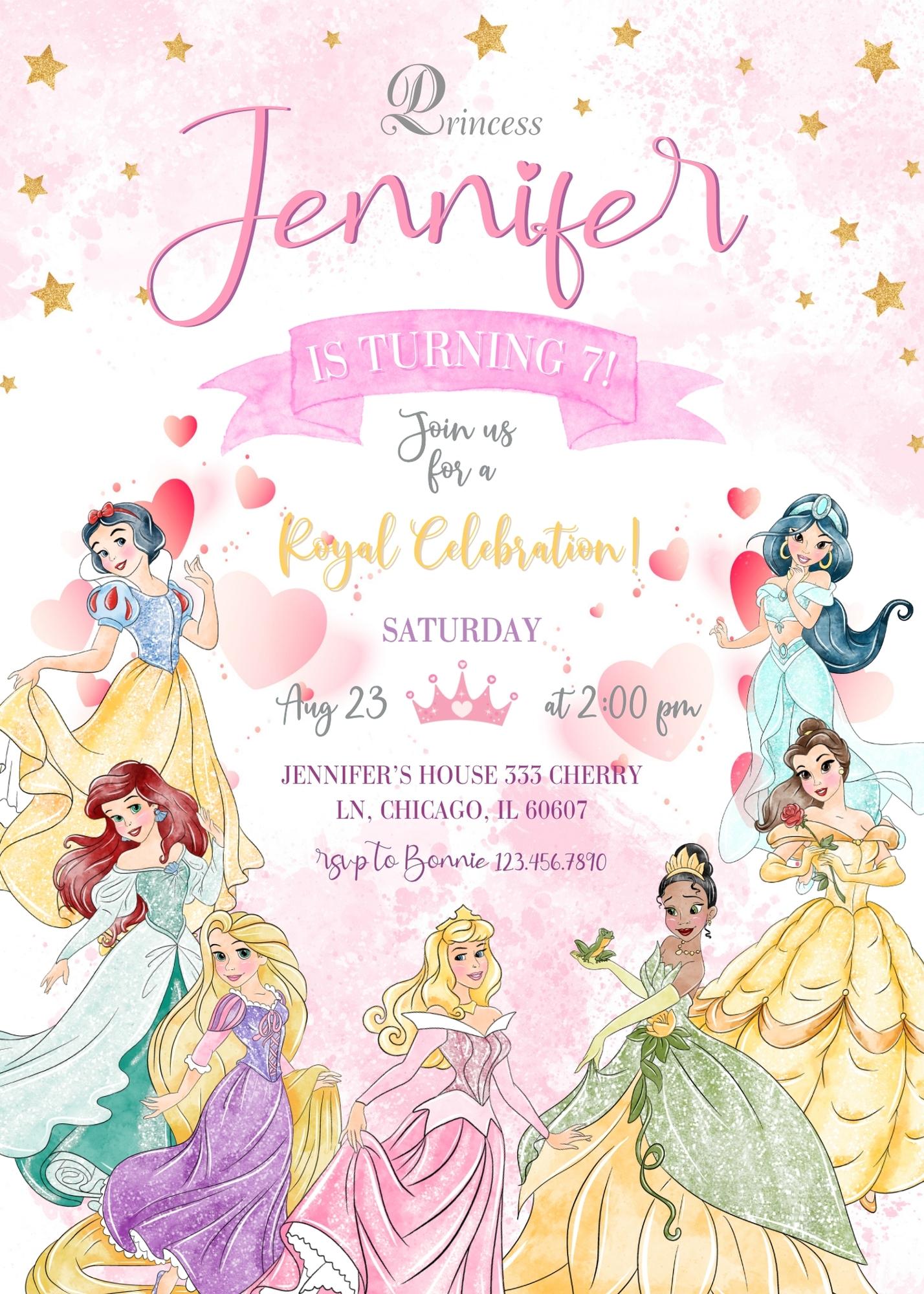 Disney Princess customizable invitation template | Share or Print | girl | ZE182