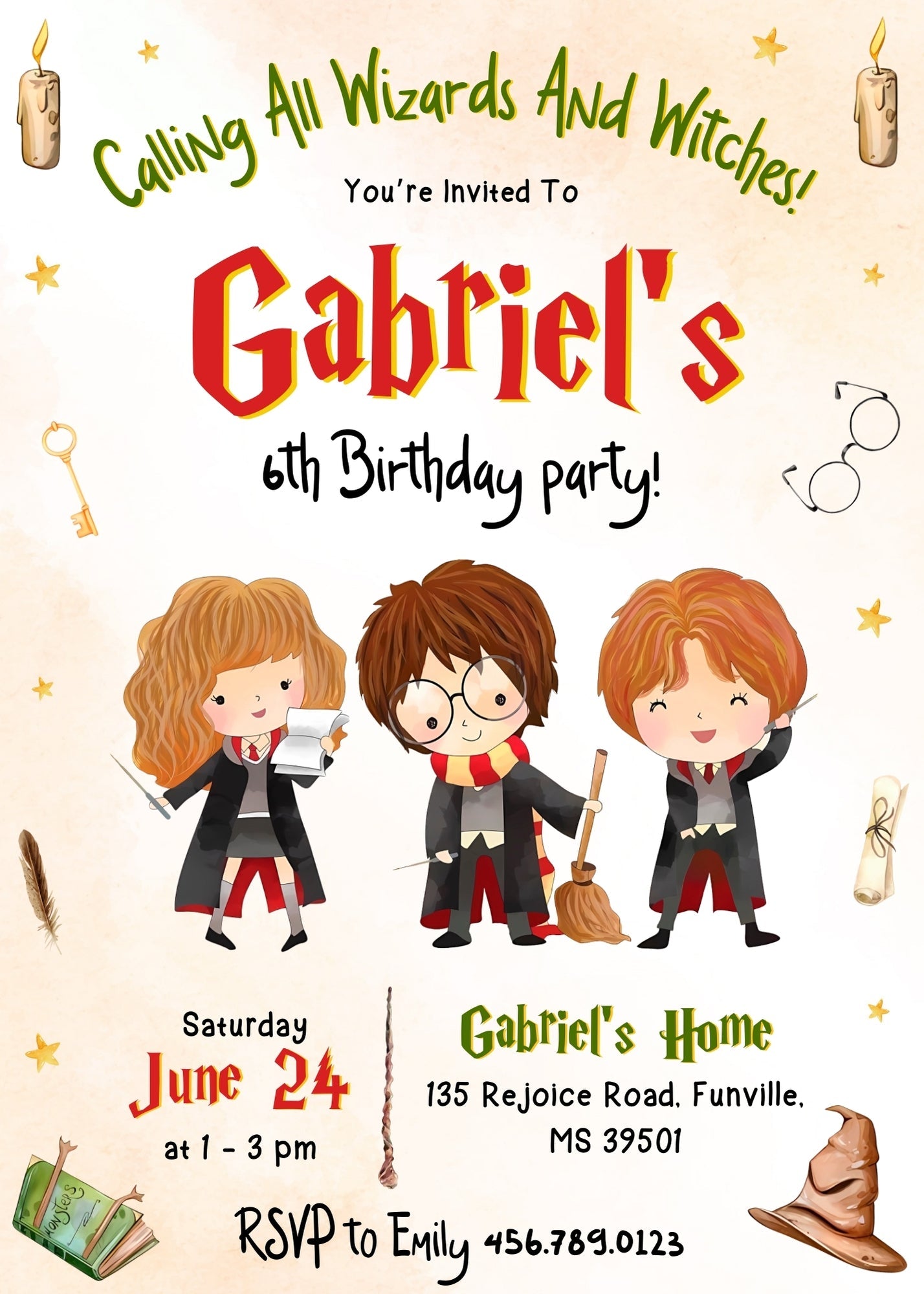 Harry Potter customizable invitation template | Share or Print | | VT102