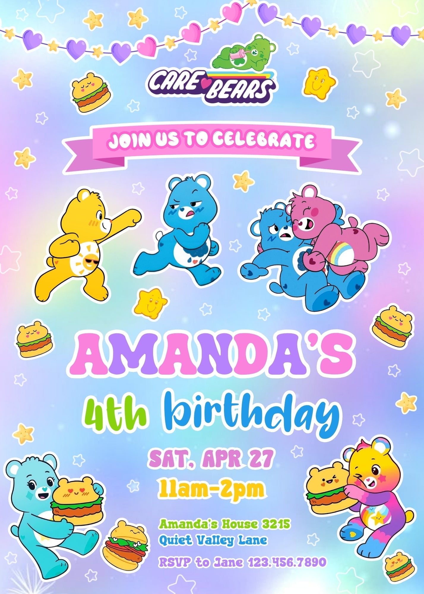 Care Bears customizable invitation template | Share or Print | | SA673