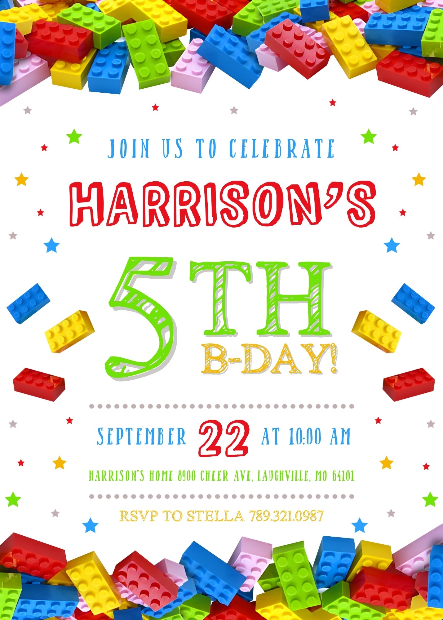 Lego customizable invitation template | Share or Print | | VV766