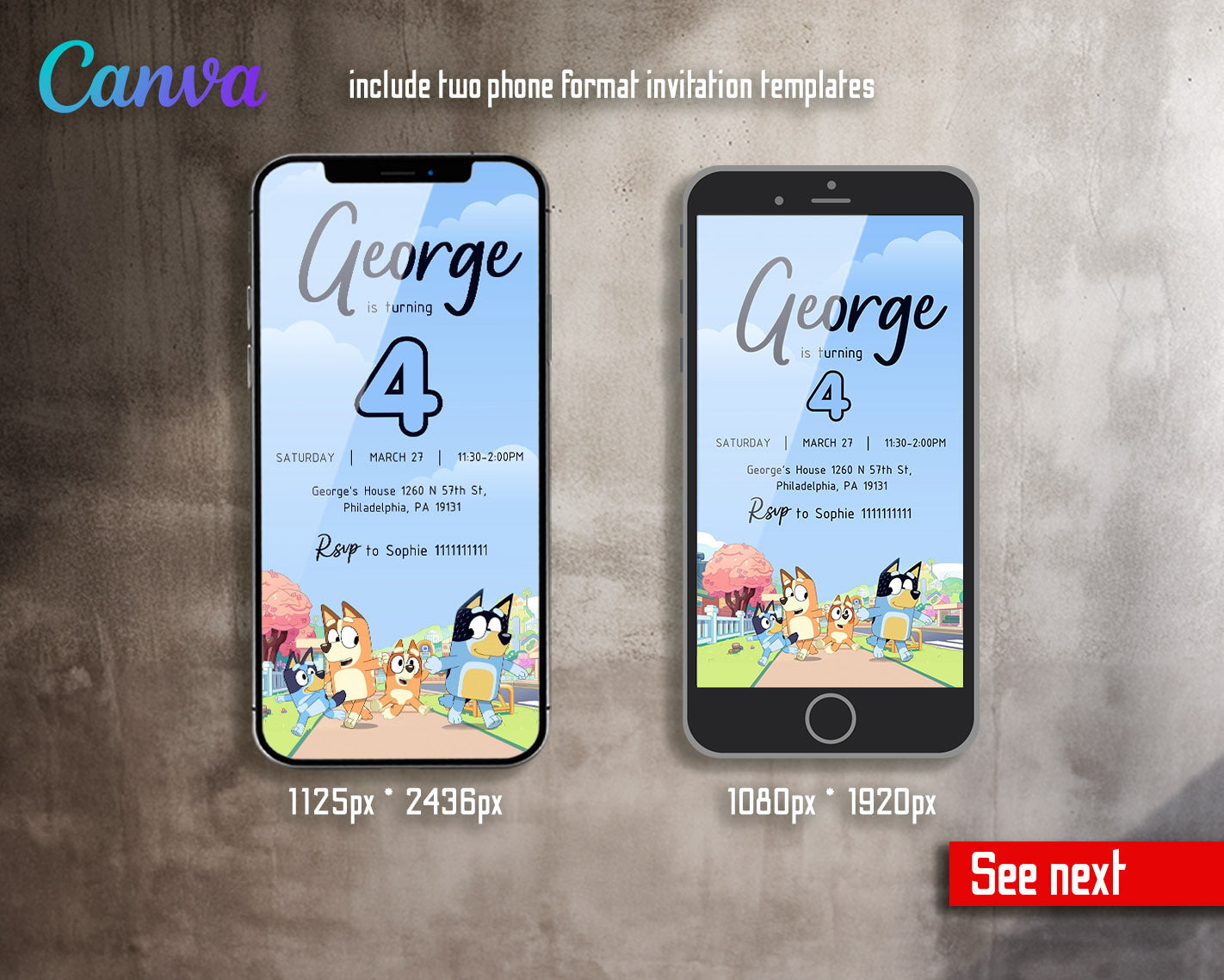 Bluey Bingo customizable invitation template | Share or Print |  | NM866