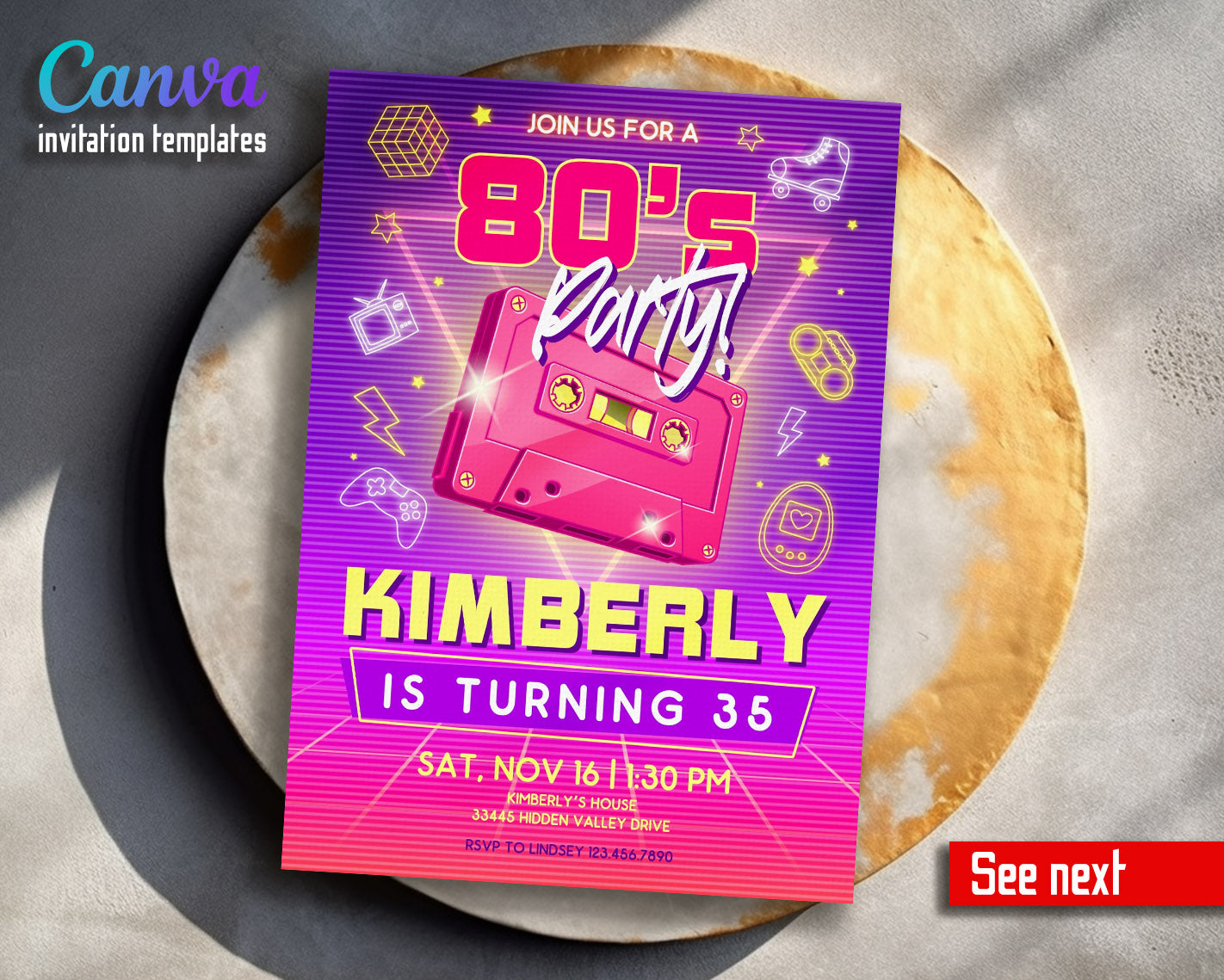 80th Eightieth Party Disco customizable invitation template | Share or Print | | PN866