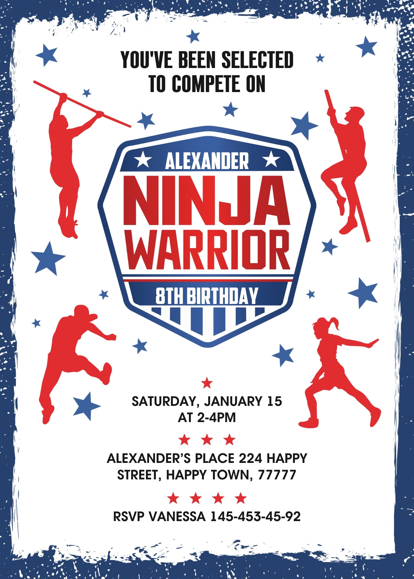 American Ninja Warrior customizable invitation template | Share or Print | | BJ665