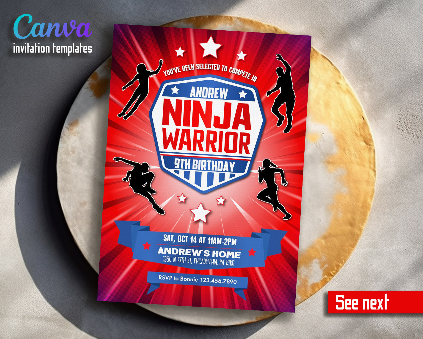 American Ninja Warrior customizable invitation template | Share or Print | | IR163