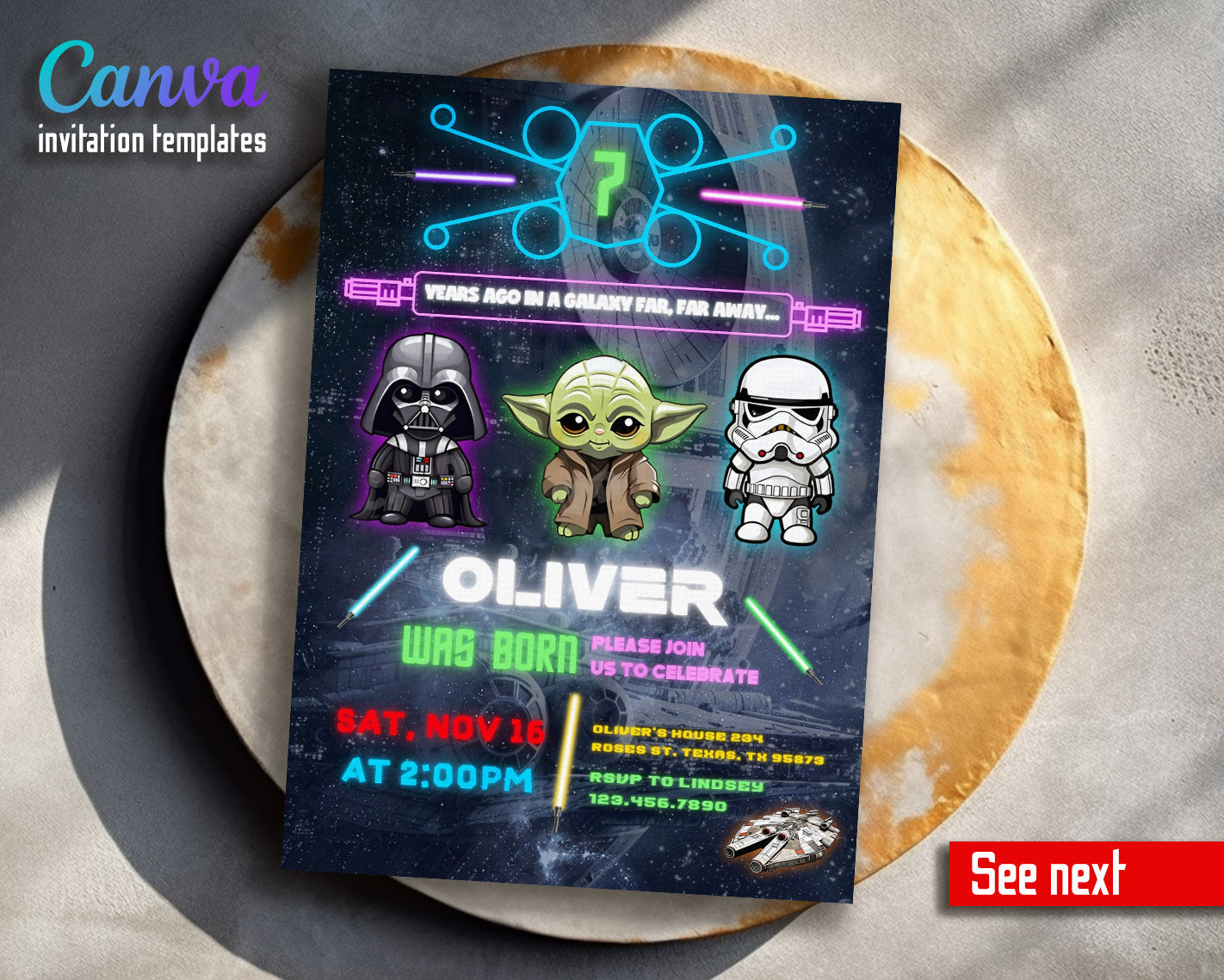 Star Wars Darth Vader customizable invitation template | Share or Print | boy | YD865