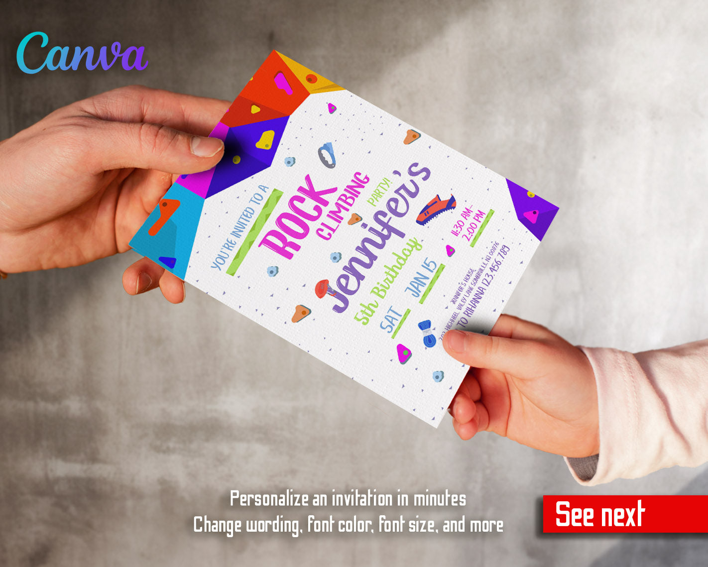 Rock Climbing customizable invitation template | Share or Print | | LM182