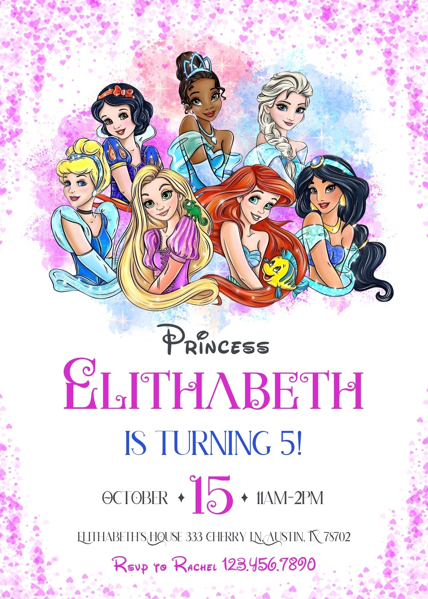 Disney Princess customizable invitation template | Share or Print | girl | ZM265