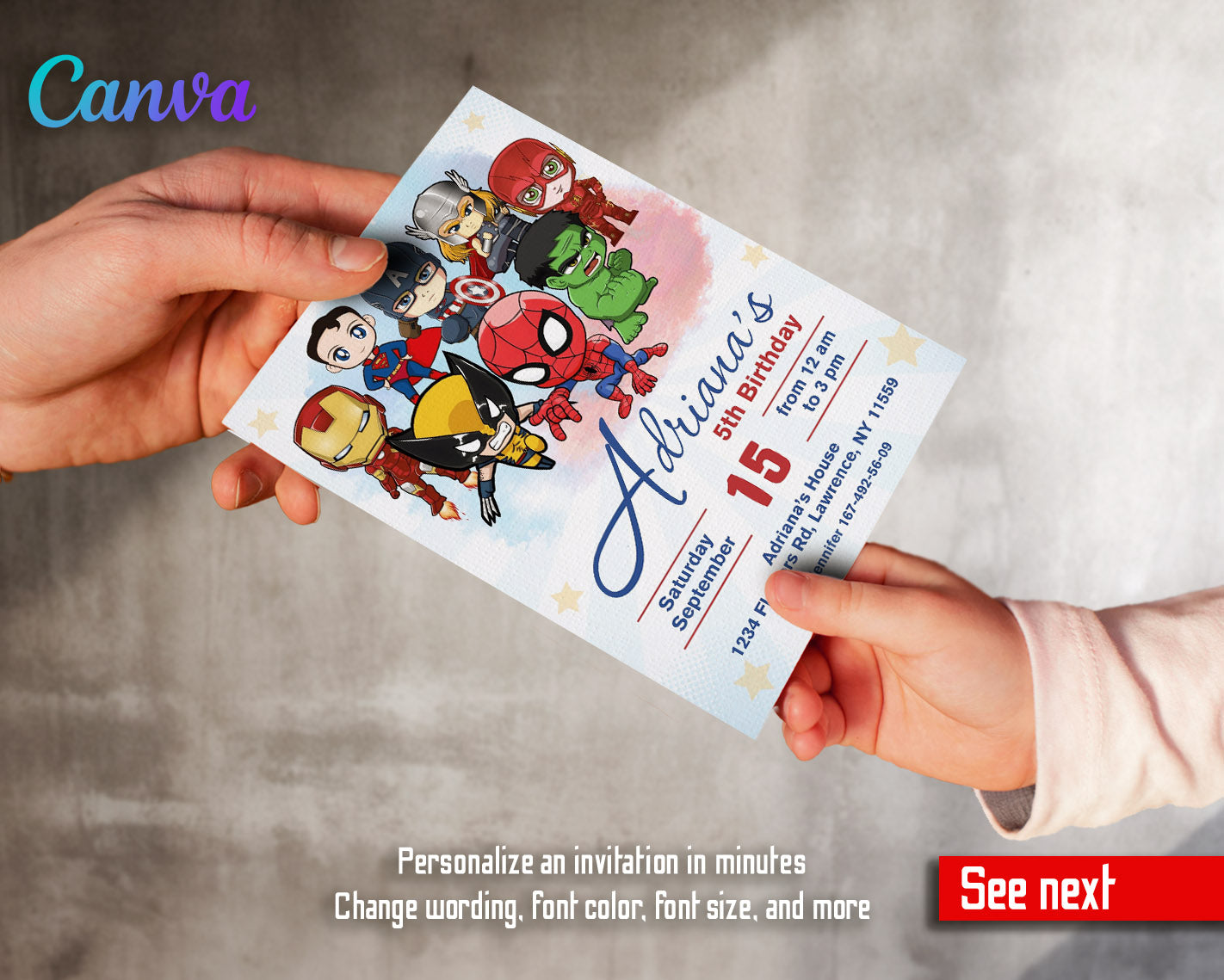 Avengers Marvel Superhero customizable invitation template | Share or Print | boy | OL555