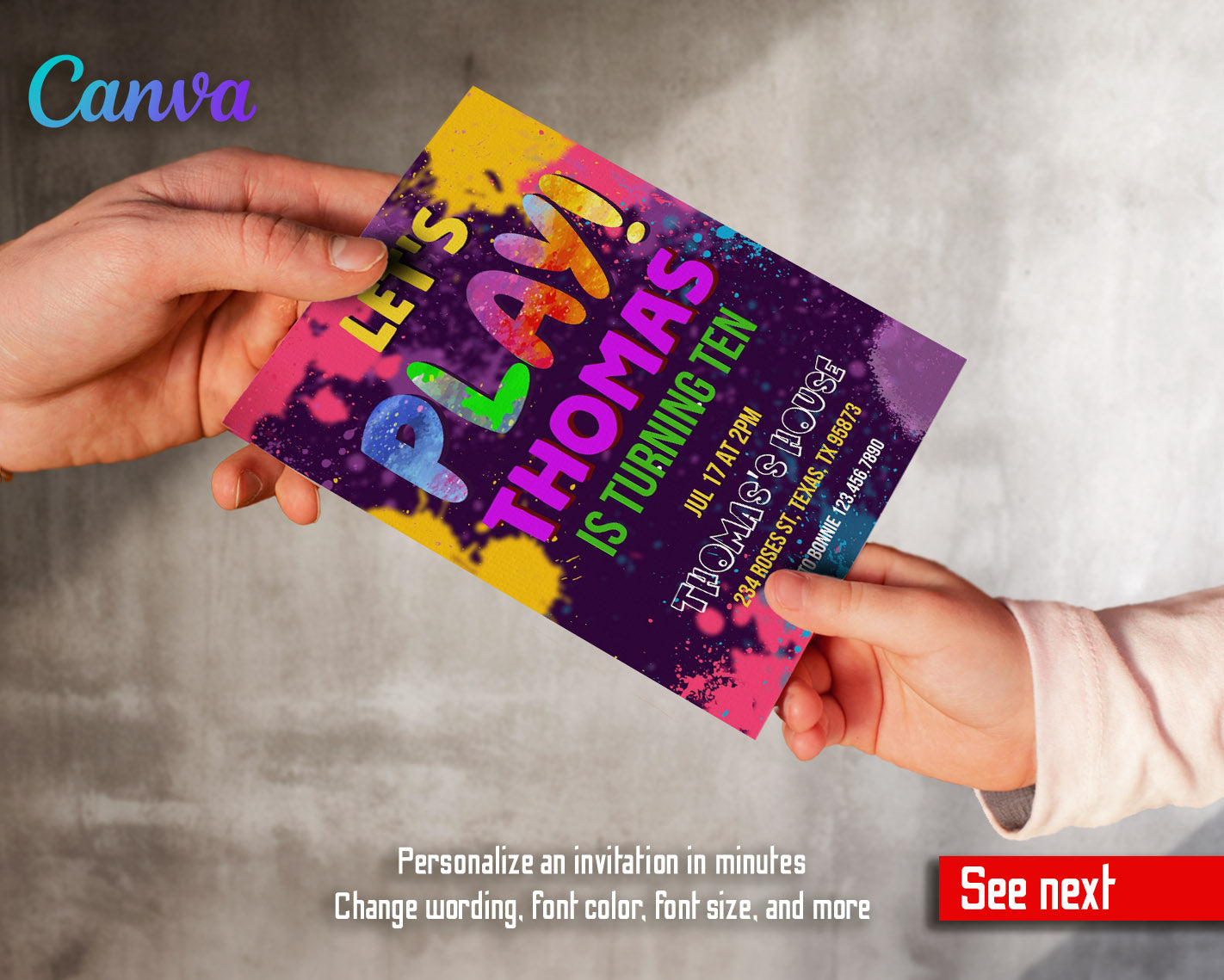 Play Party Gamer customizable invitation template | Share or Print | | CL668