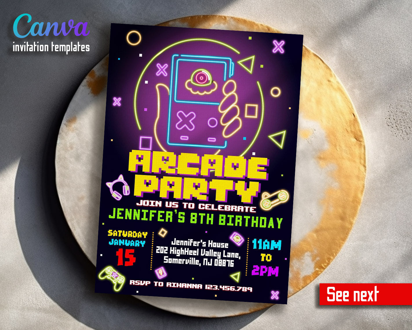 Arcade Gamer customizable invitation template | Share or Print | | JH197