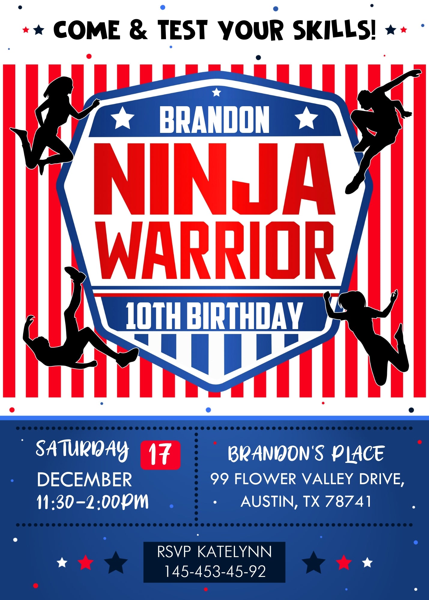 American Ninja Warrior customizable invitation template | Share or Print | | DM989