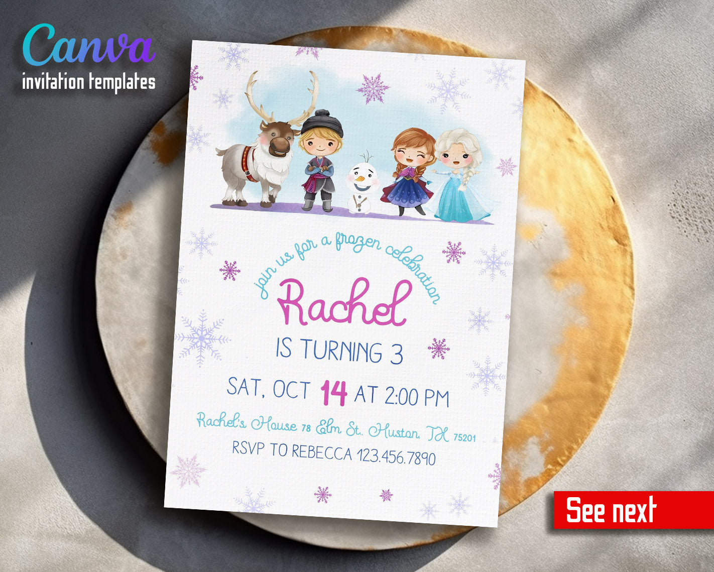 Frozen Elsa customizable invitation template | Share or Print | girl | VC497