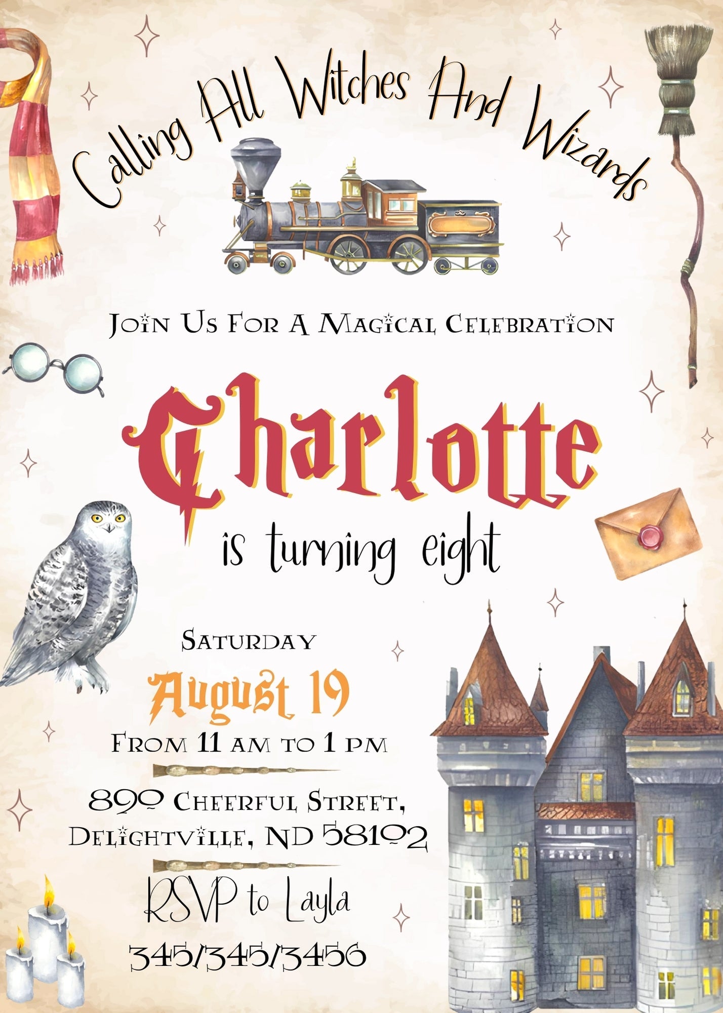 Harry Potter customizable invitation template | Share or Print | | UO909