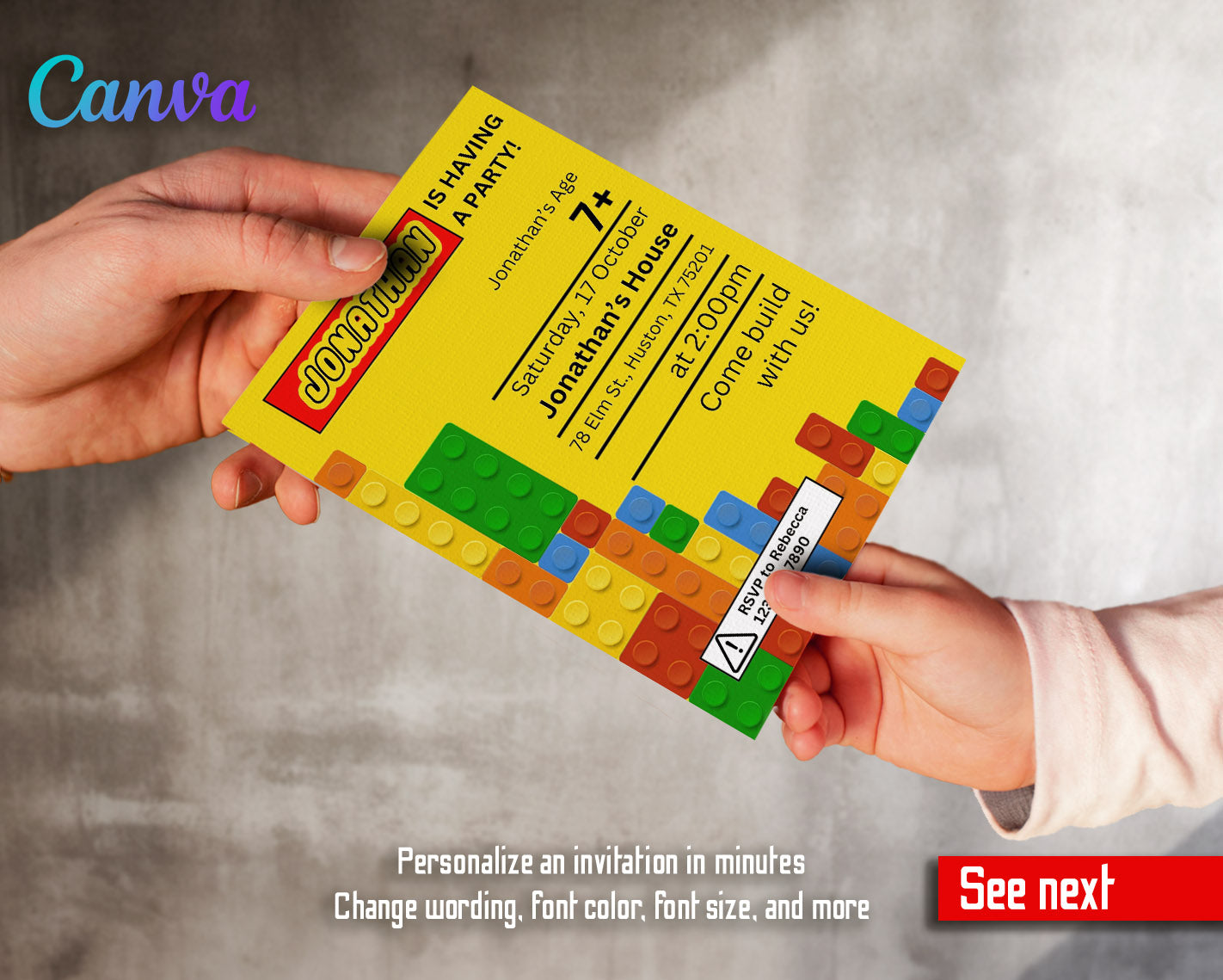 Lego customizable invitation template | Share or Print | | EJ208