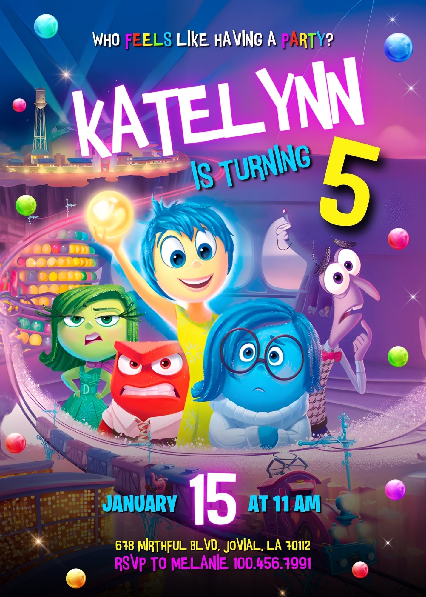 Inside Out 2 customizable invitation template | Share or Print | | DY295