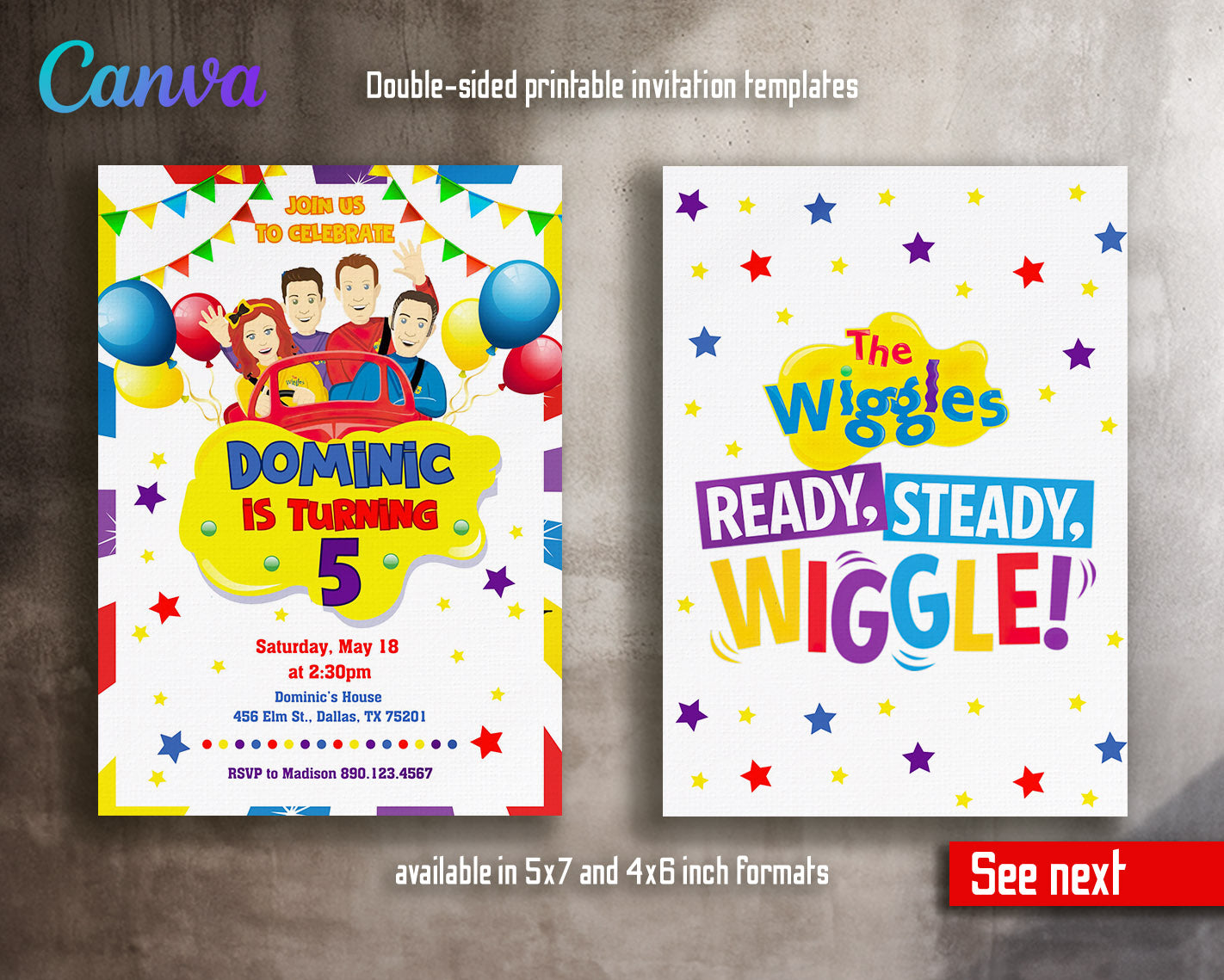 Wiggles One Finger One Thumb customizable invitation template | Share or Print | | VC875