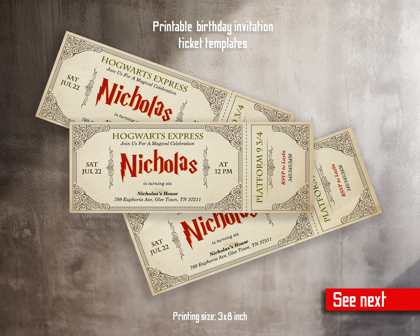 Harry Potter Hogwarts customizable invitation template | Share or Print | | KI147