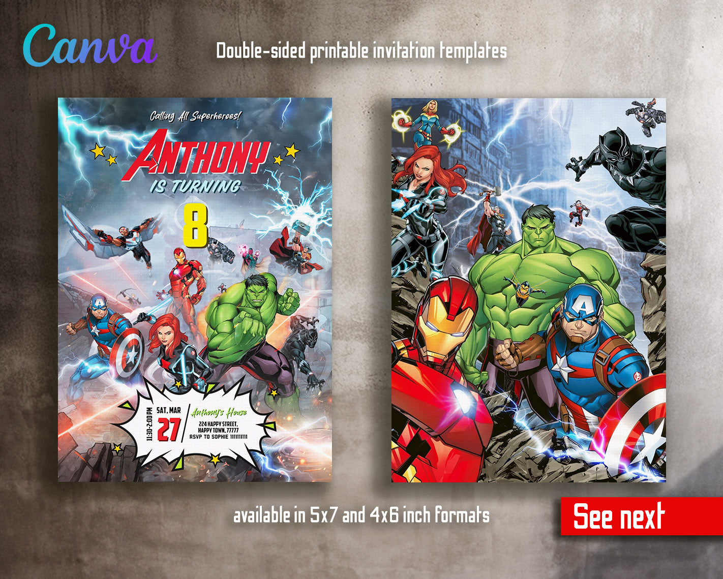 Avengers Marvel Superhero customizable invitation template | Share or Print | boy | CR874