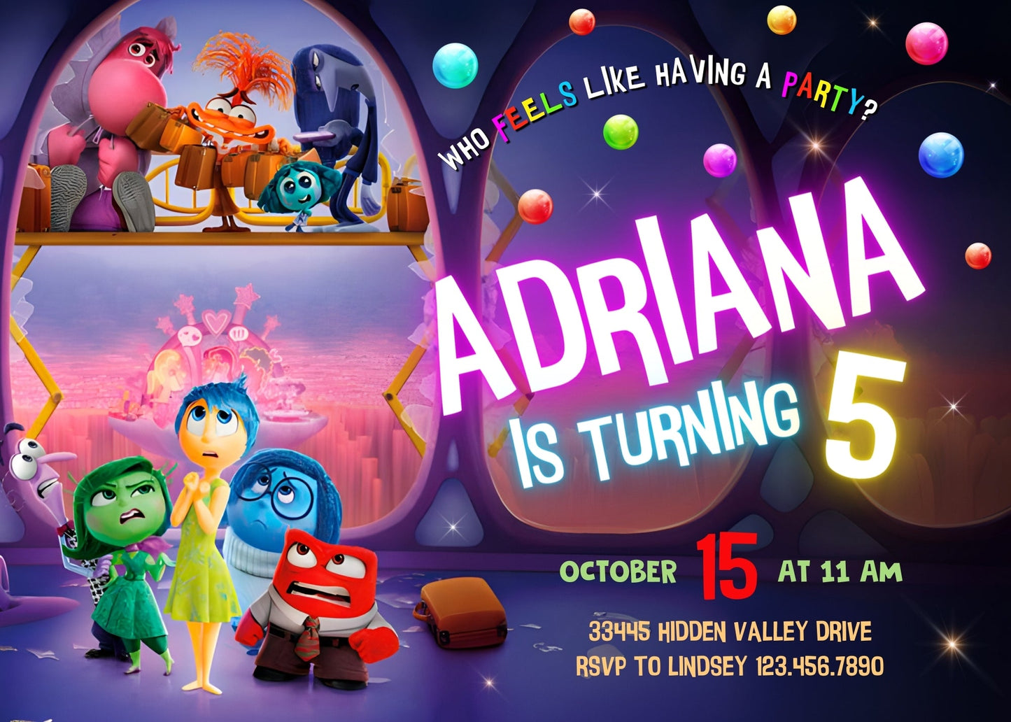 Inside Out 2 customizable invitation template | Share or Print | | IK572