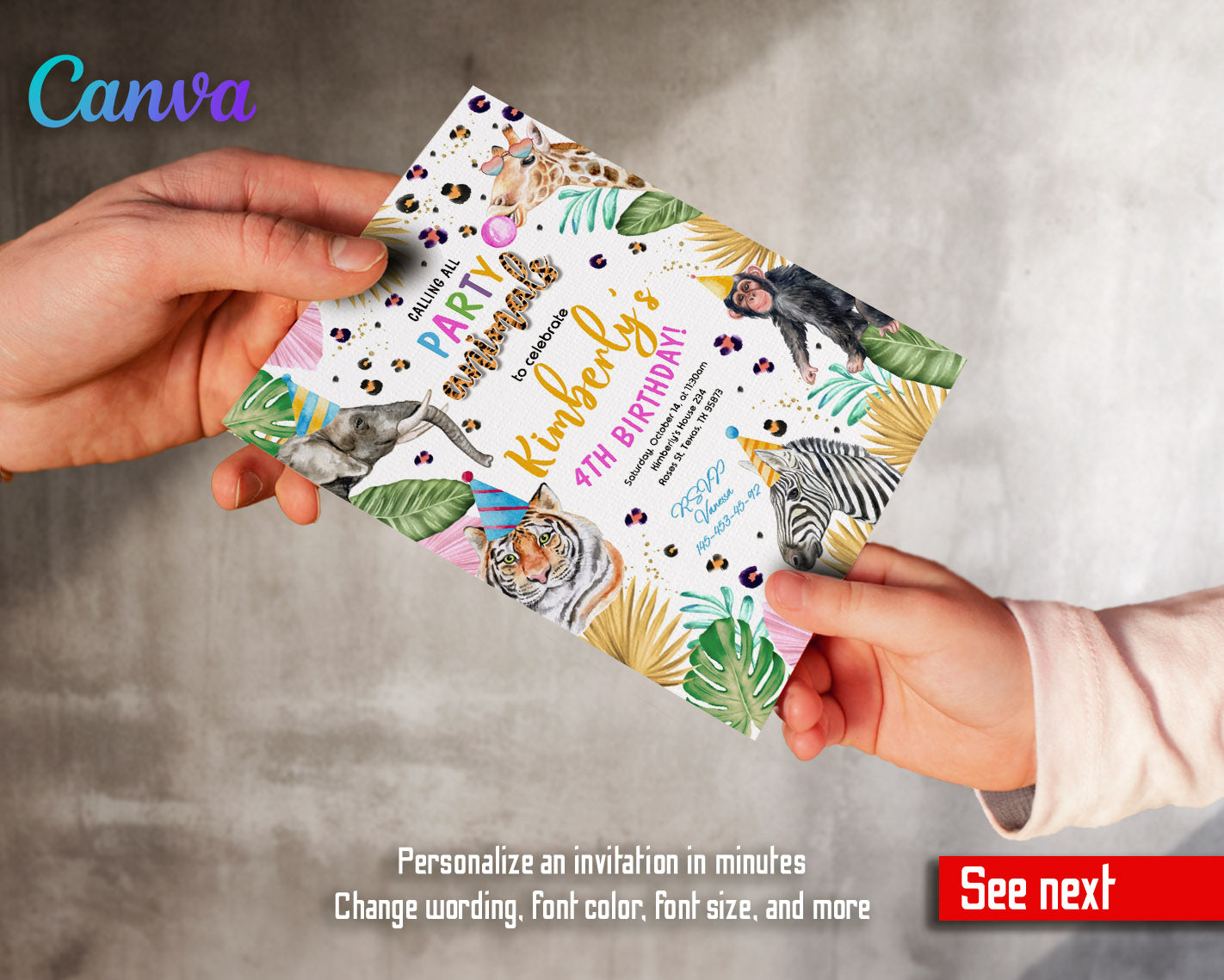 Animals Zoo Safari customizable invitation template | Share or Print | | JF343