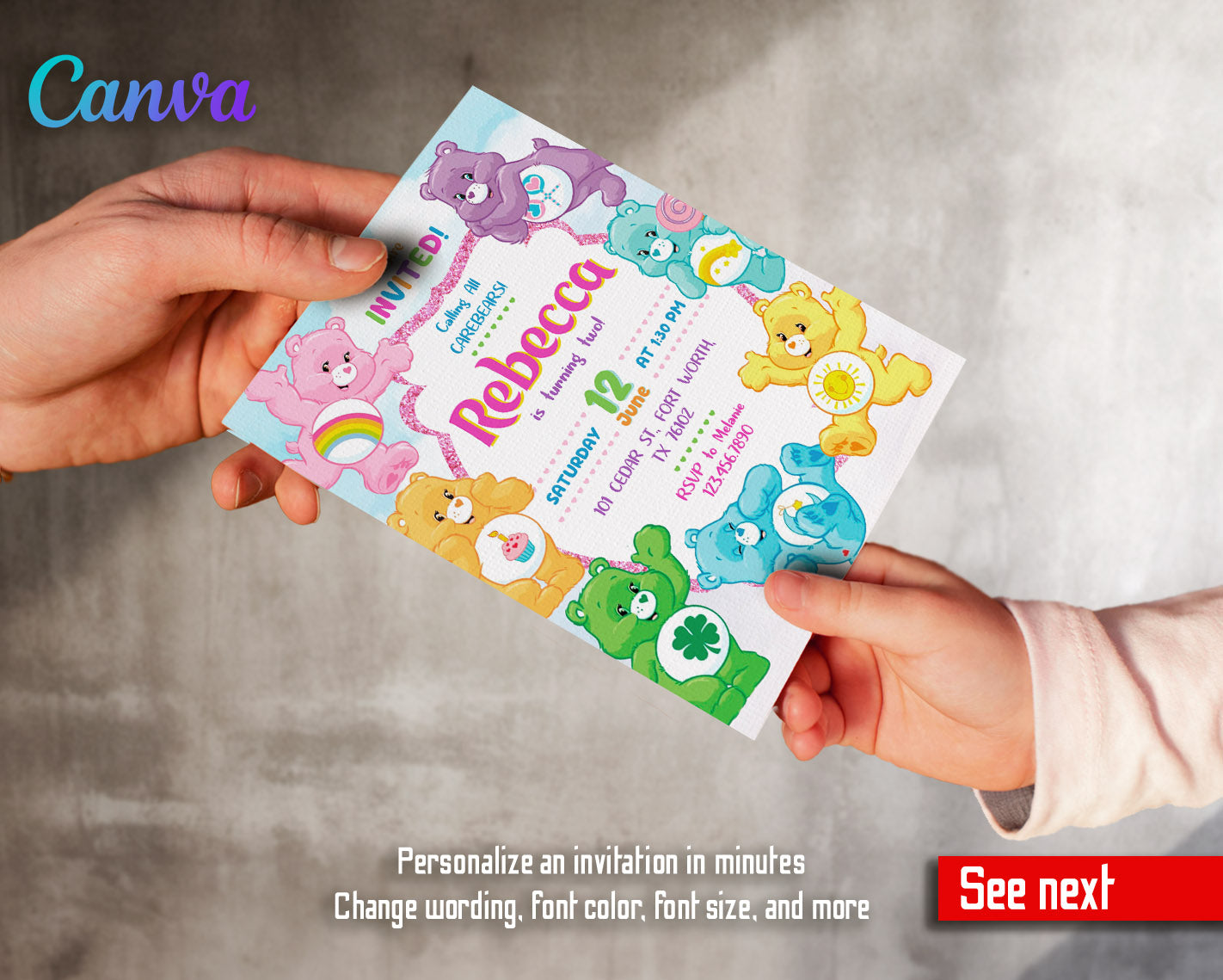 Care Bears customizable invitation template | Share or Print | | AZ763