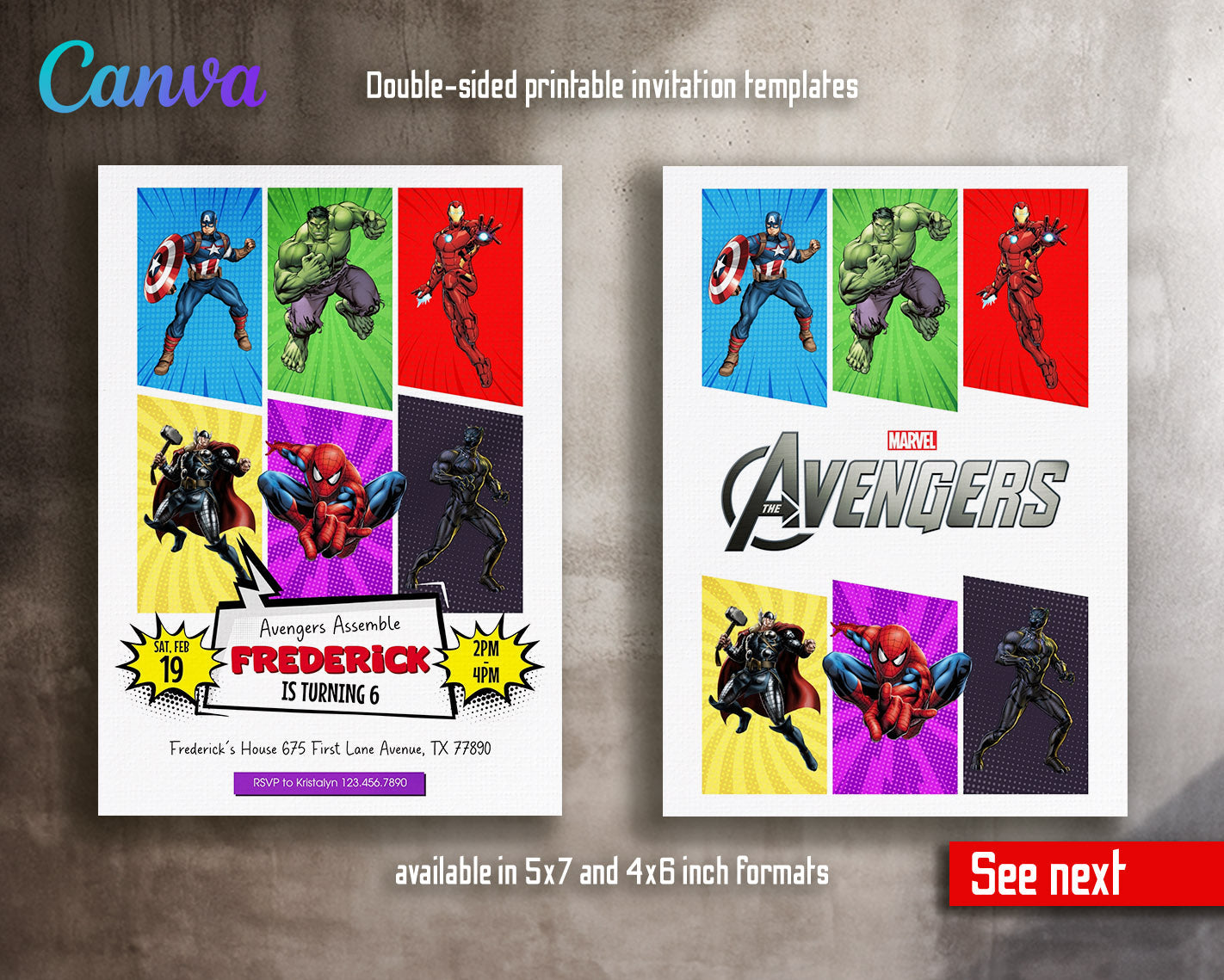 Avengers Marvel Superhero customizable invitation template | Share or Print | boy | EW971