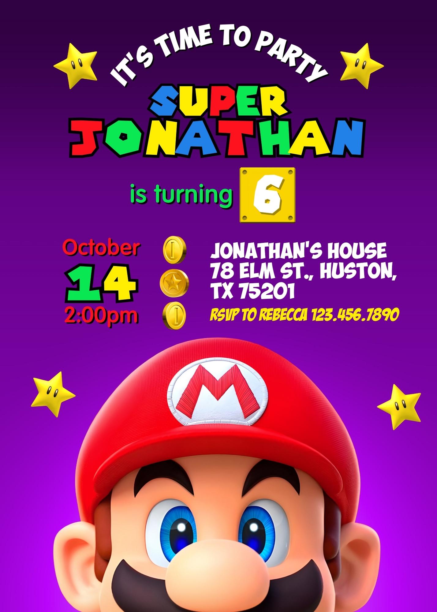 Super Mario Bros customizable invitation template | Share or Print | | CU452