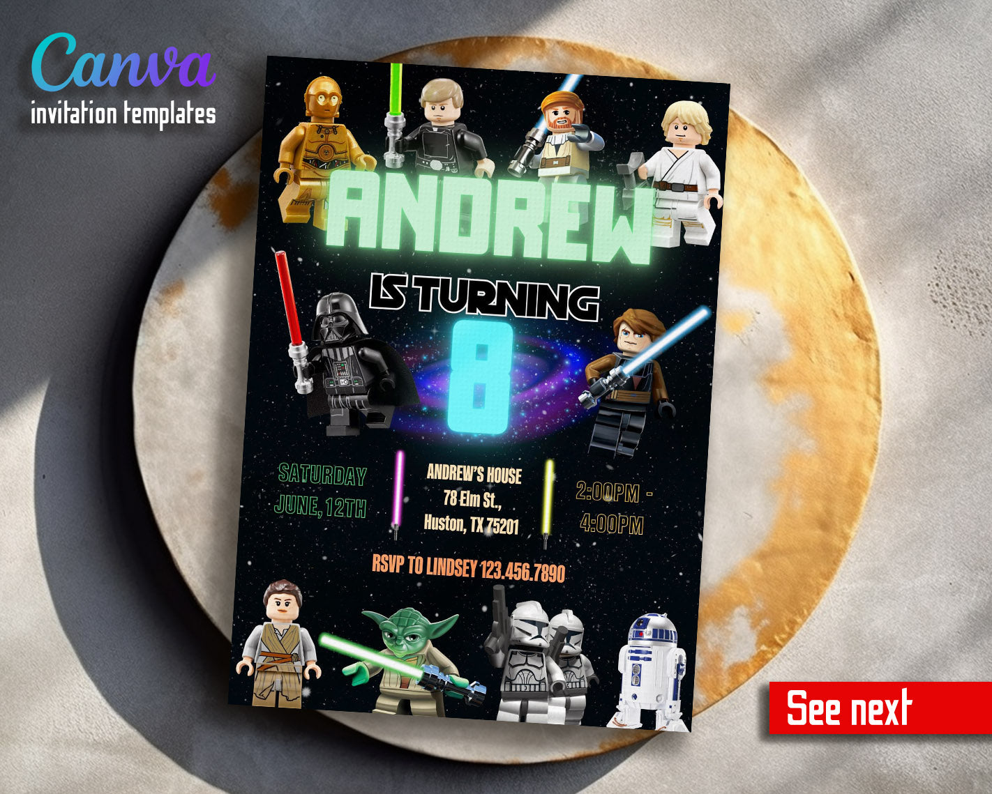 Star Wars Darth Vader Lego Minifigures customizable invitation template | Share or Print | | PB122
