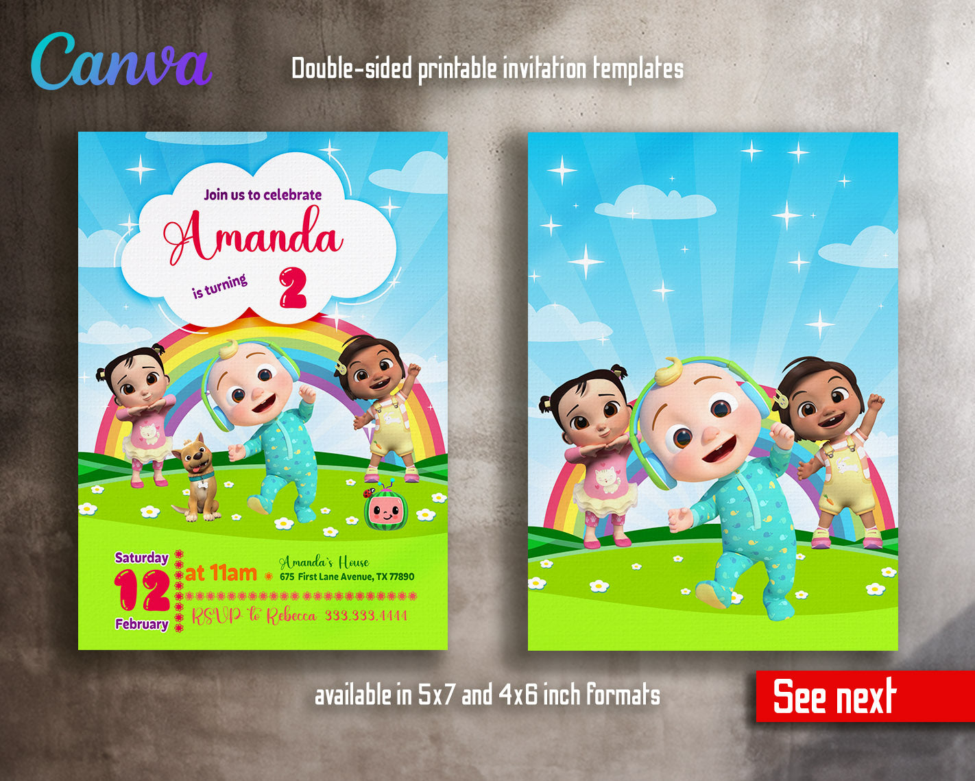 Cocomelon customizable invitation template | Share or Print | | JL889