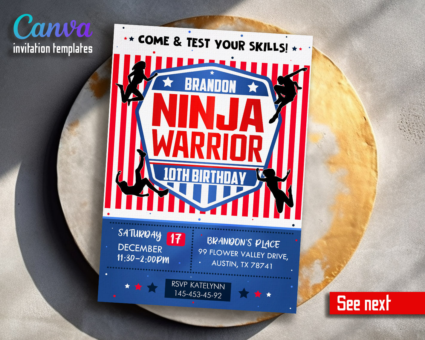 American Ninja Warrior customizable invitation template | Share or Print | | DM989