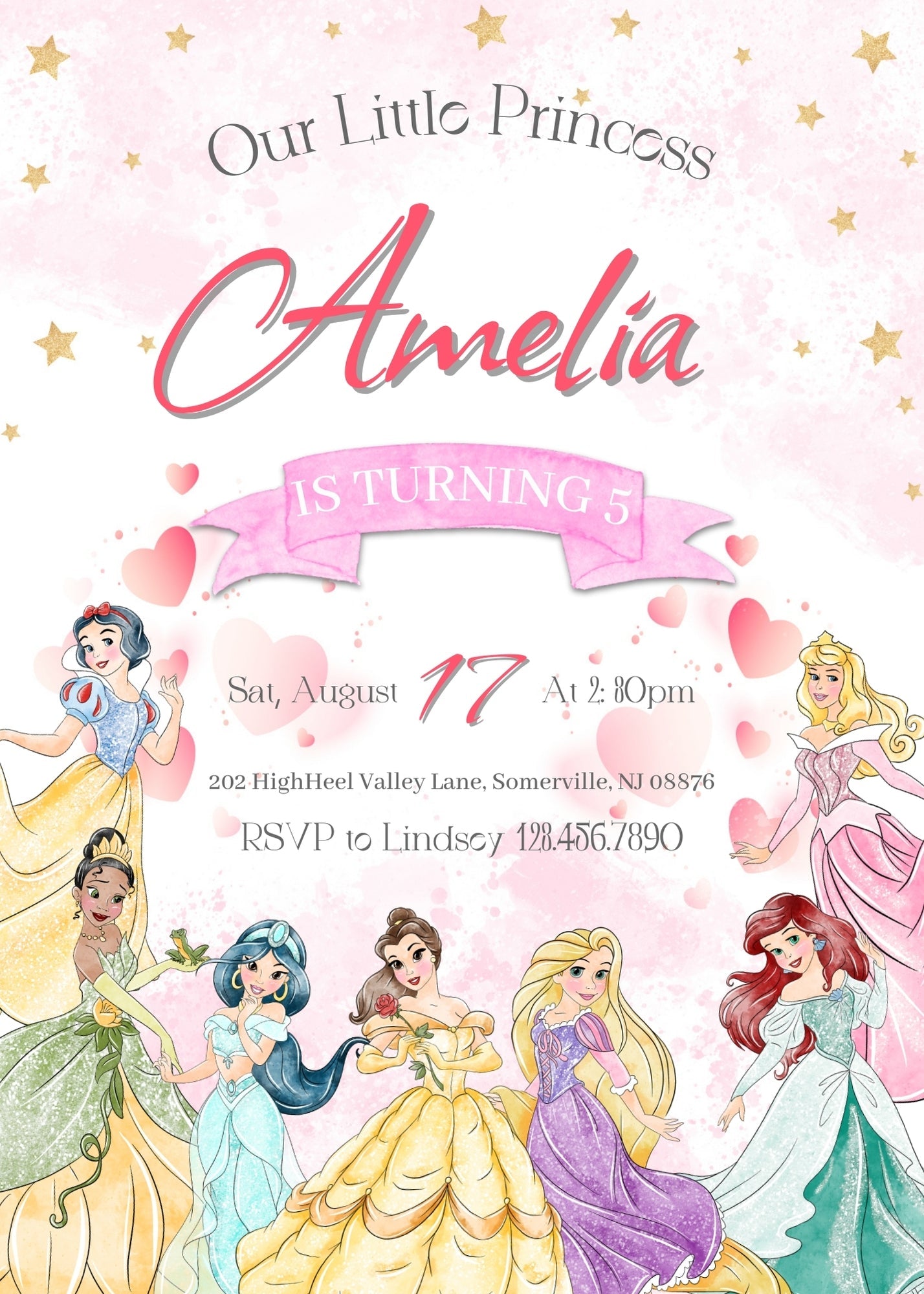 Disney Princess customizable invitation template | Share or Print | girl | JP612