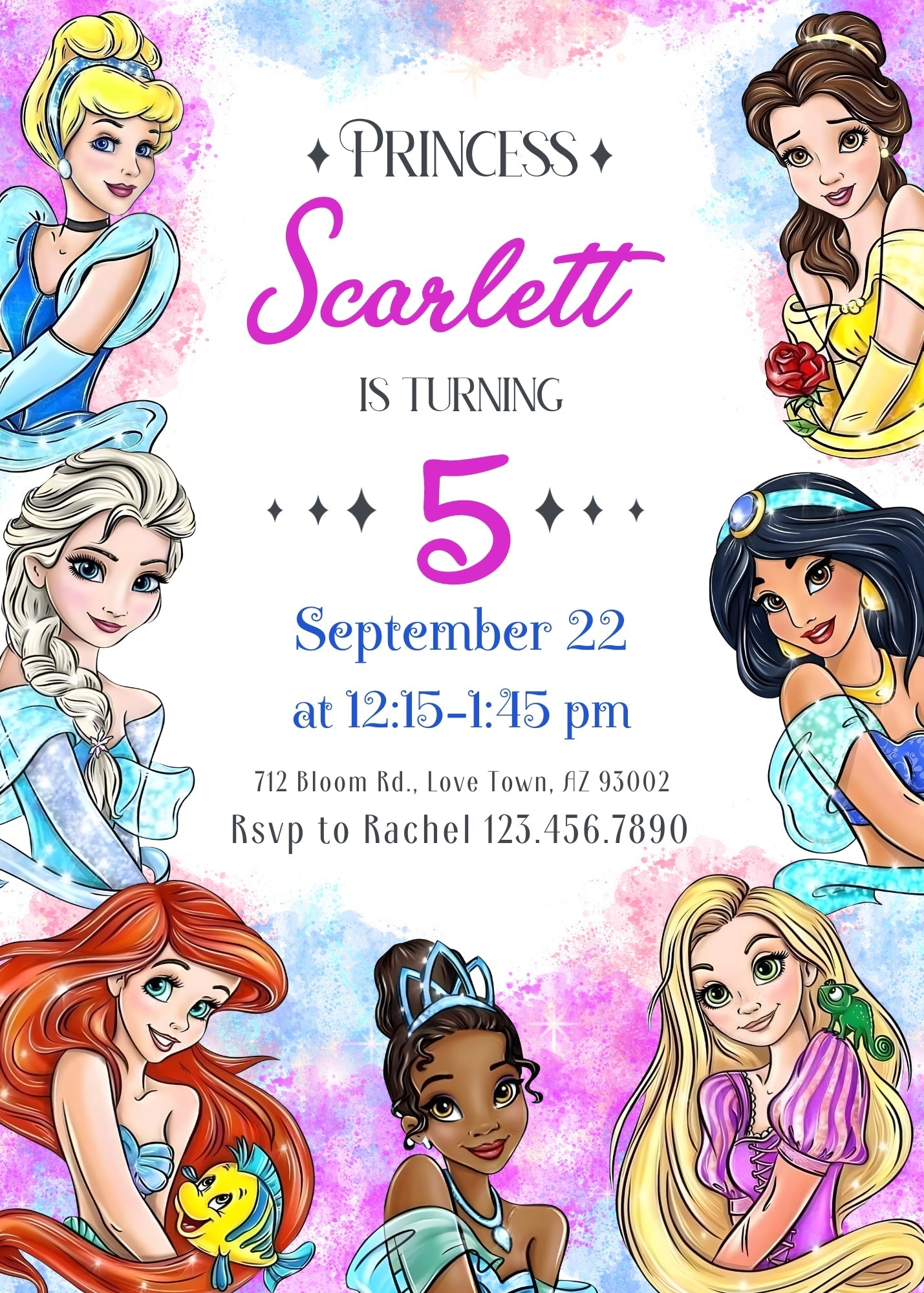 Disney Princess customizable invitation template | Share or Print | girl | KS994