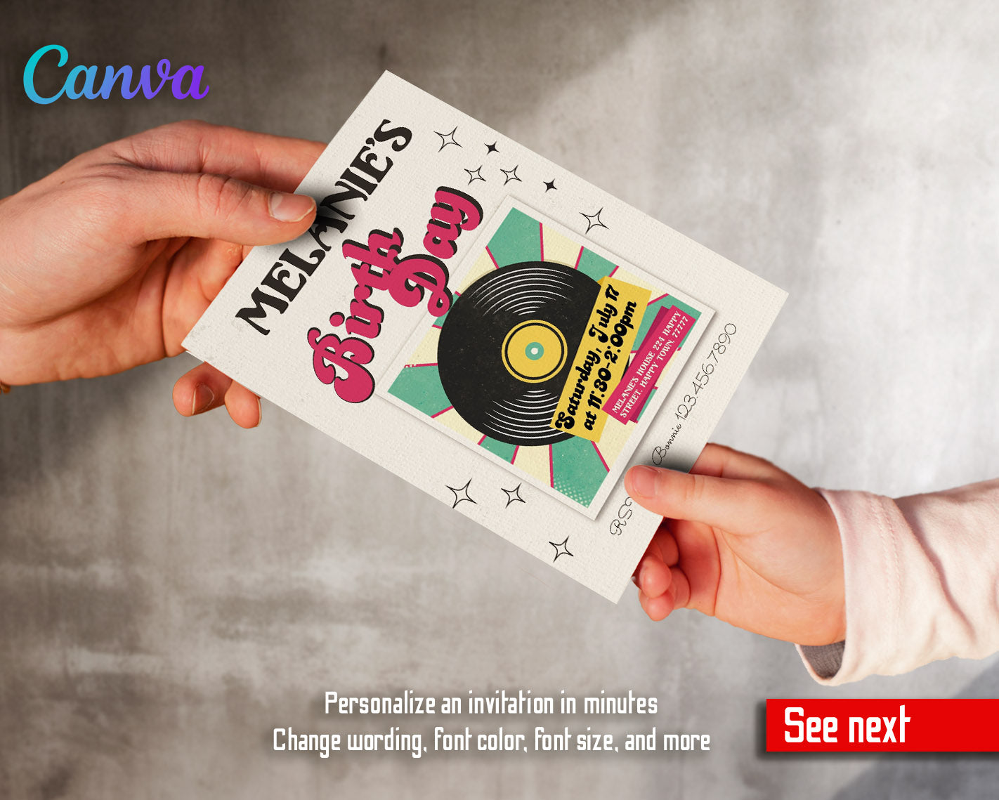 Disco Party 80th 90th customizable invitation template | Share or Print | | BI414