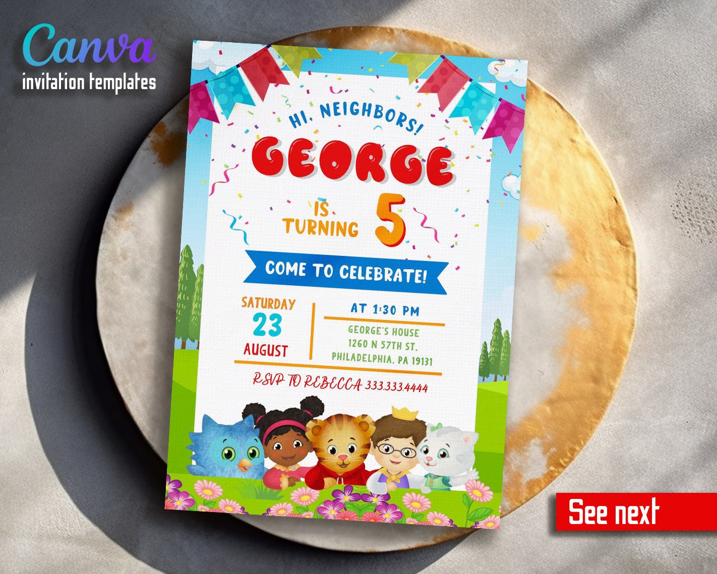 Daniel Tiger's Neighborhood customizable invitation template | Share or Print | | AN977