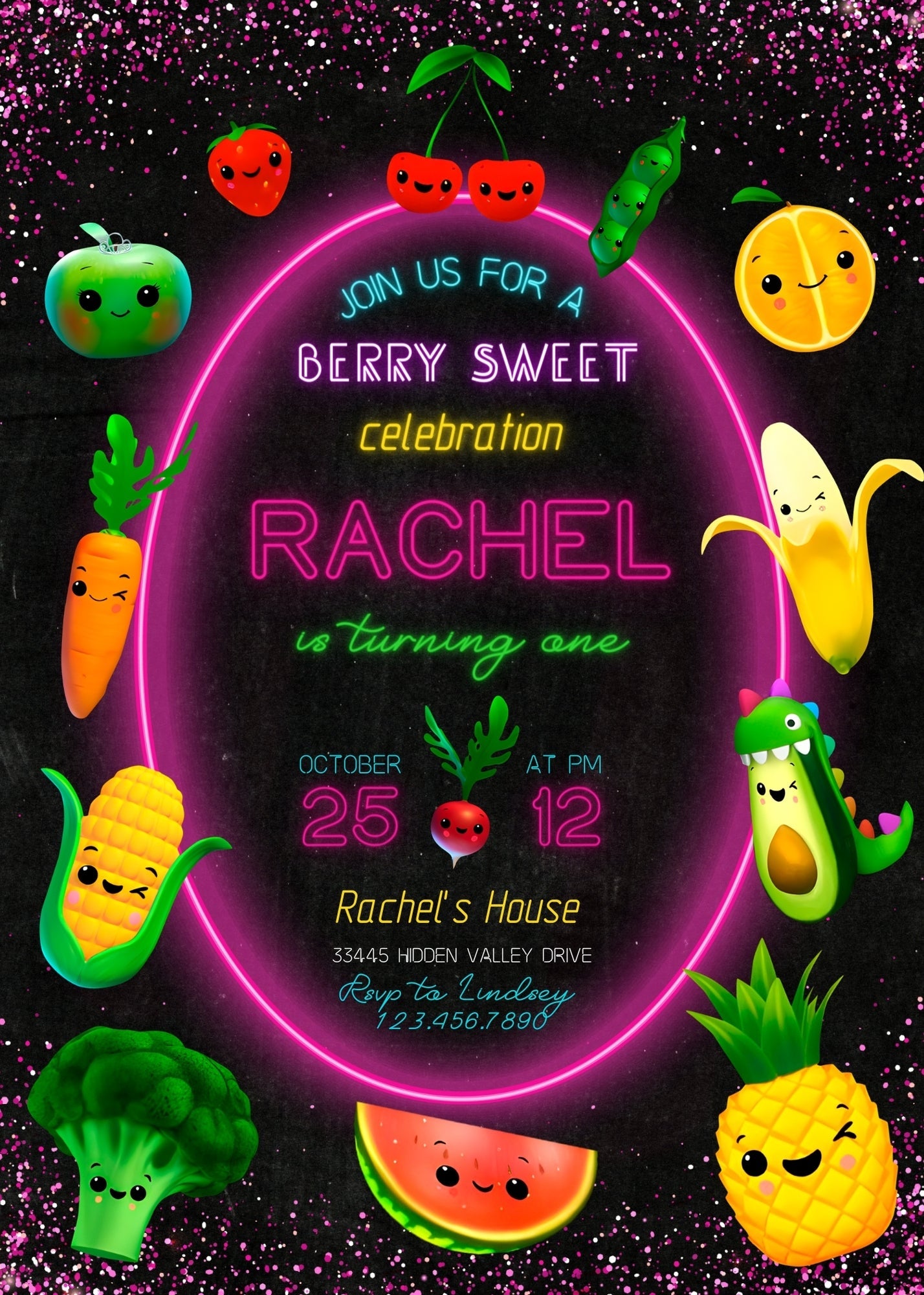 Hey Bear Sensory Dancing Fruits customizable invitation template | Share or Print | | FQ189
