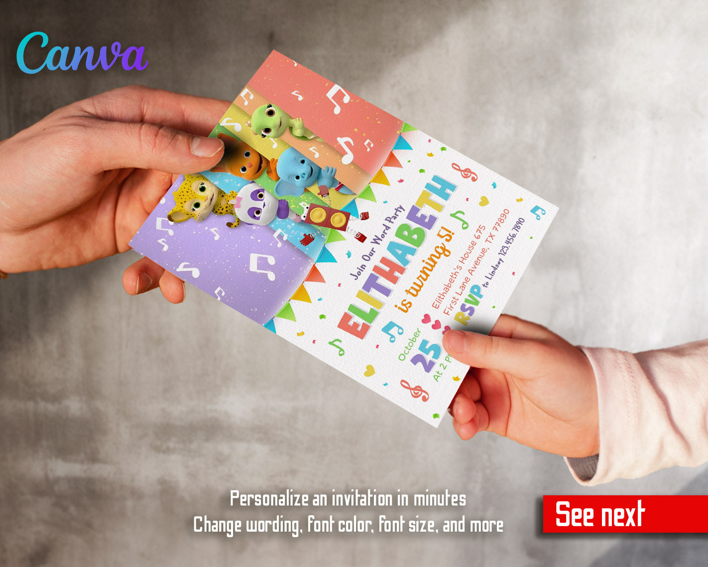 Word Party customizable invitation template | Share or Print | | TF495