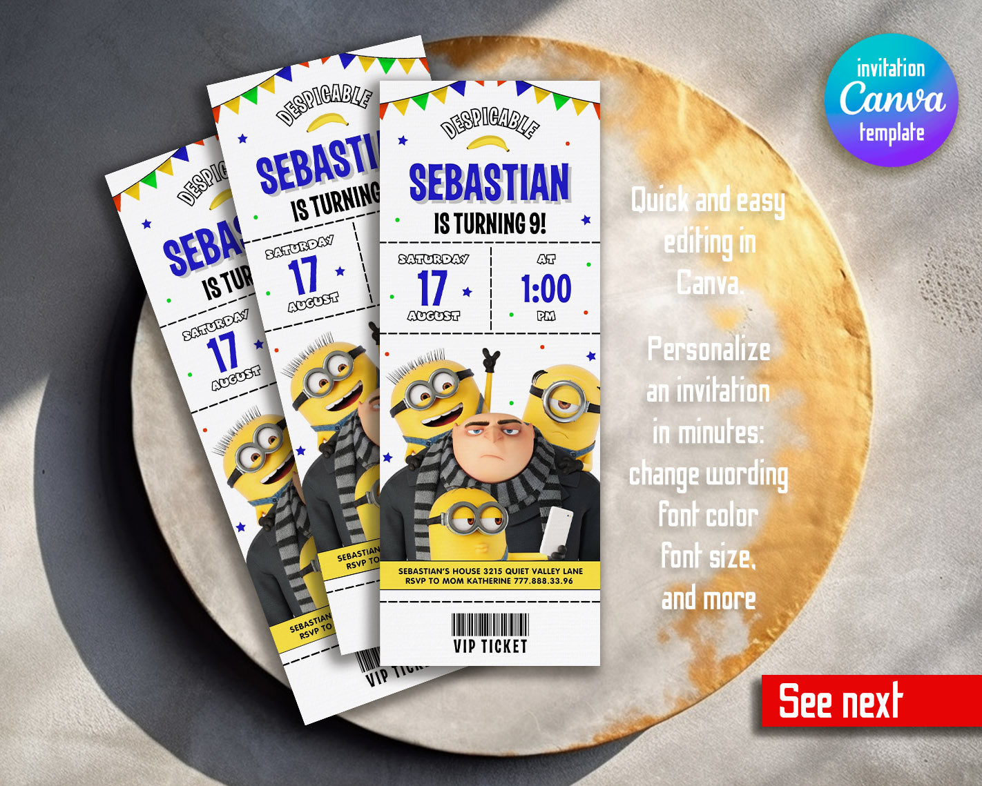 Despicable Me Minions customizable invitation template | Share or Print | | CJ234
