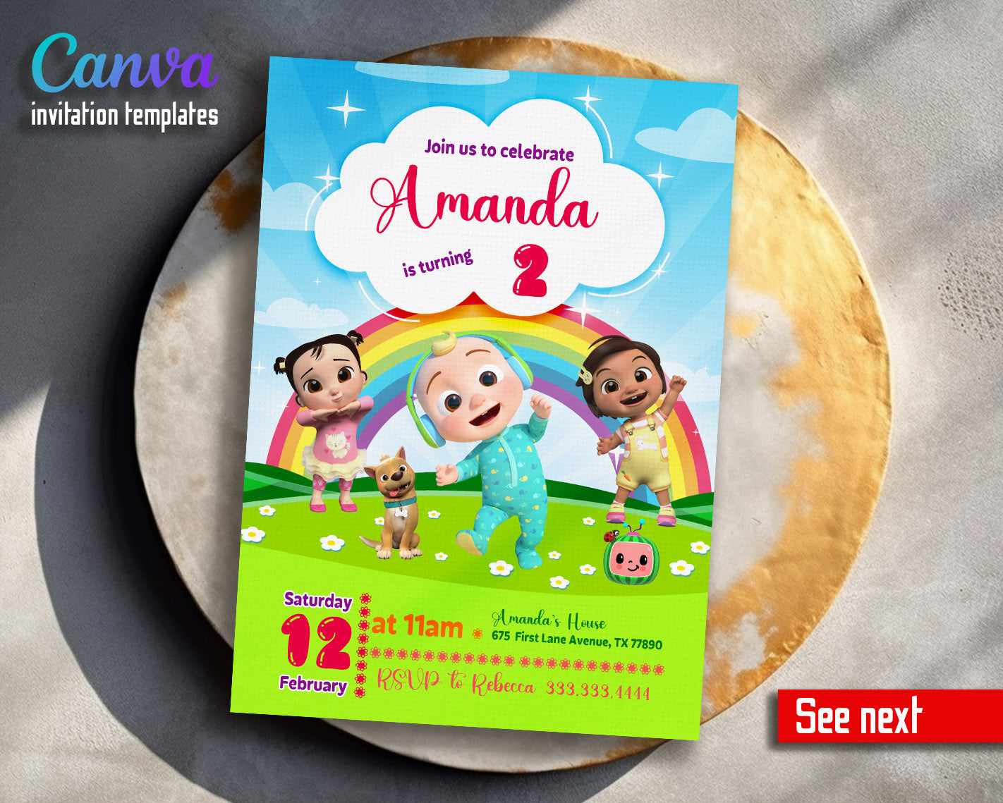 Cocomelon customizable invitation template | Share or Print | | JL889