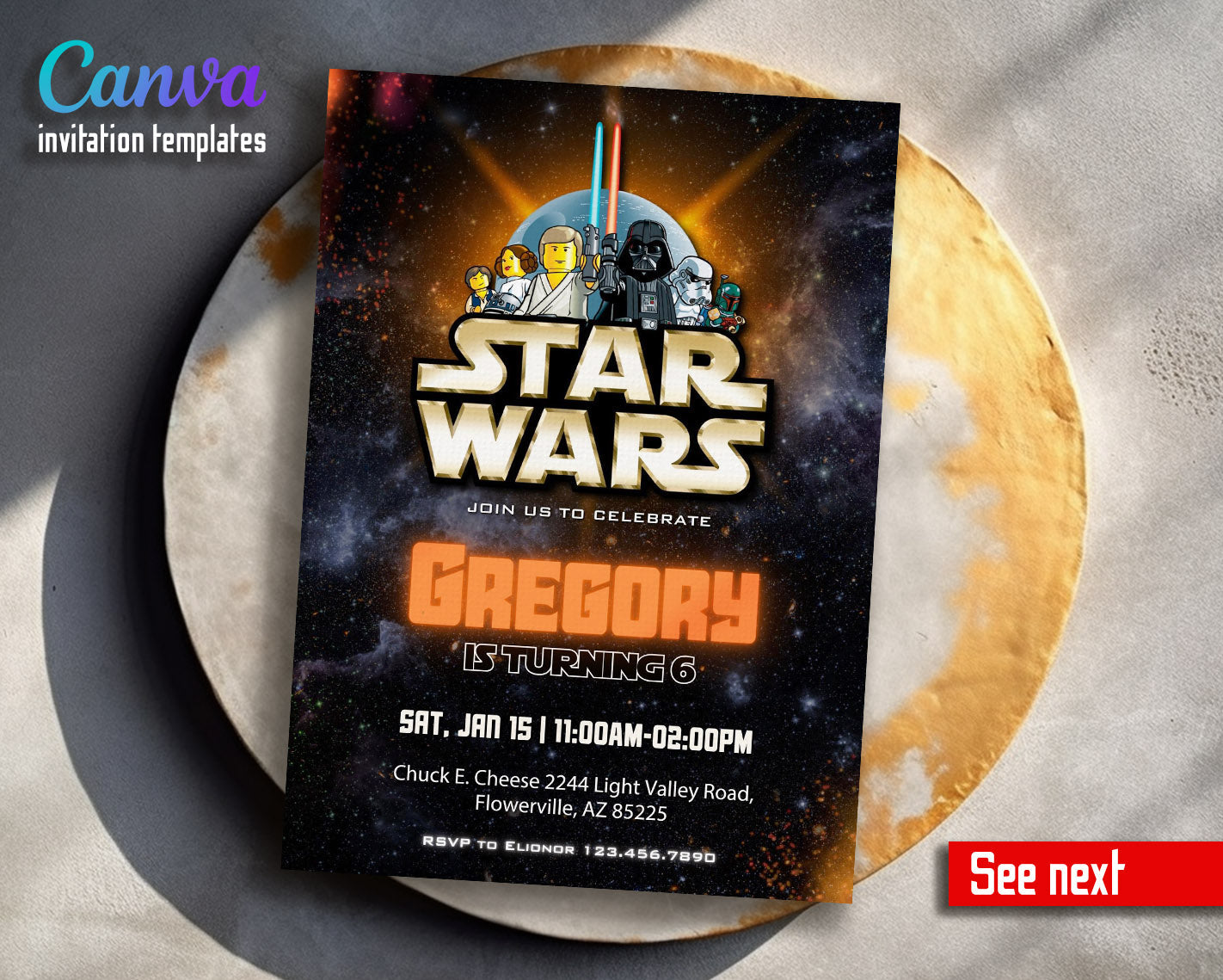 Star Wars Darth Vader Lego Minifigures customizable invitation template | Share or Print | | TC079