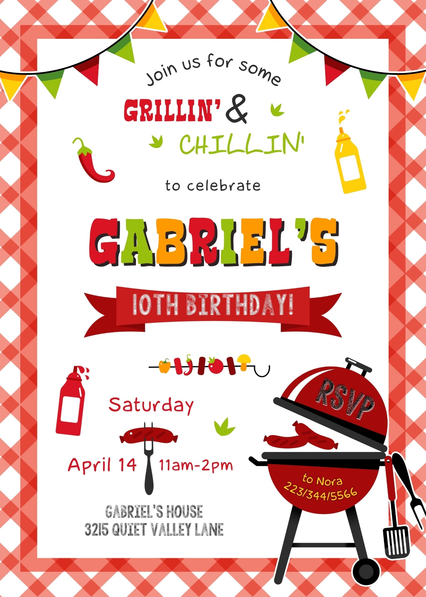 Grill Chill Bbq customizable invitation template | Share or Print | | FB811