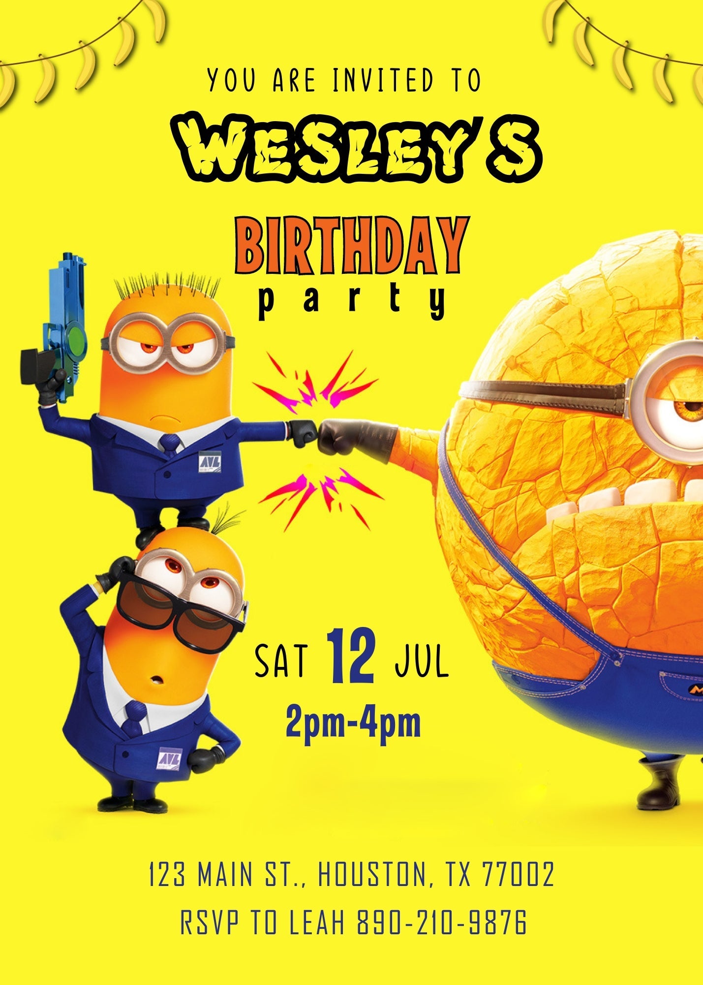 Despicable Me Minions customizable invitation template | Share or Print | | XB846