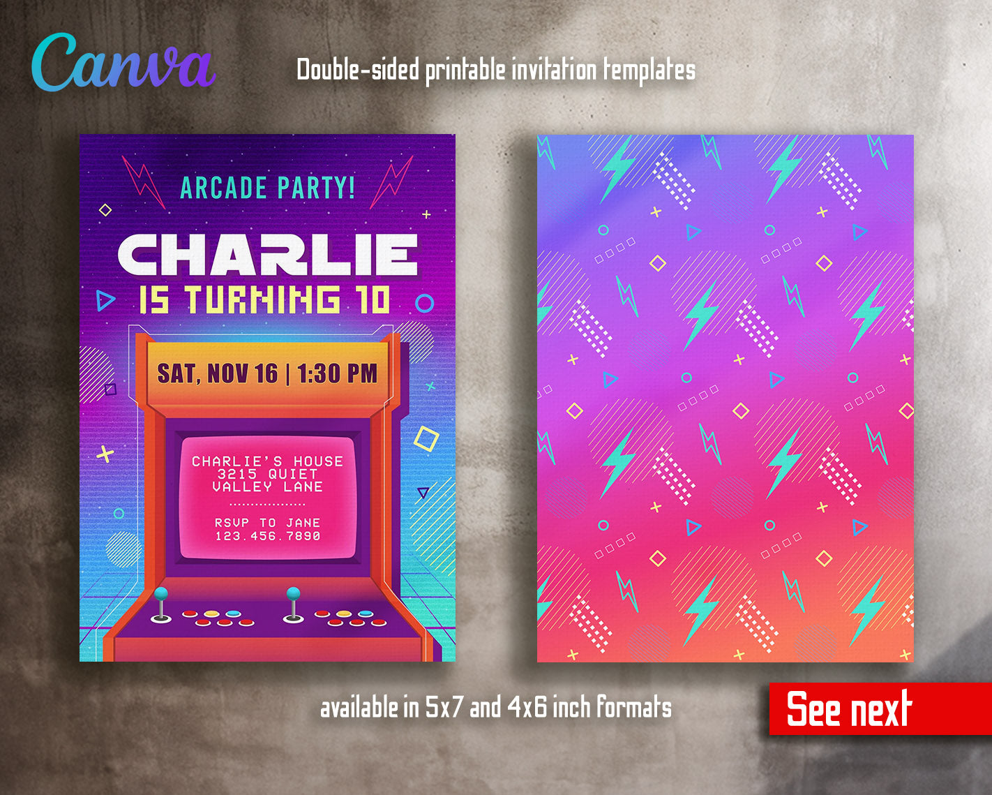 Arcade Gamer customizable invitation template | Share or Print | | SW723