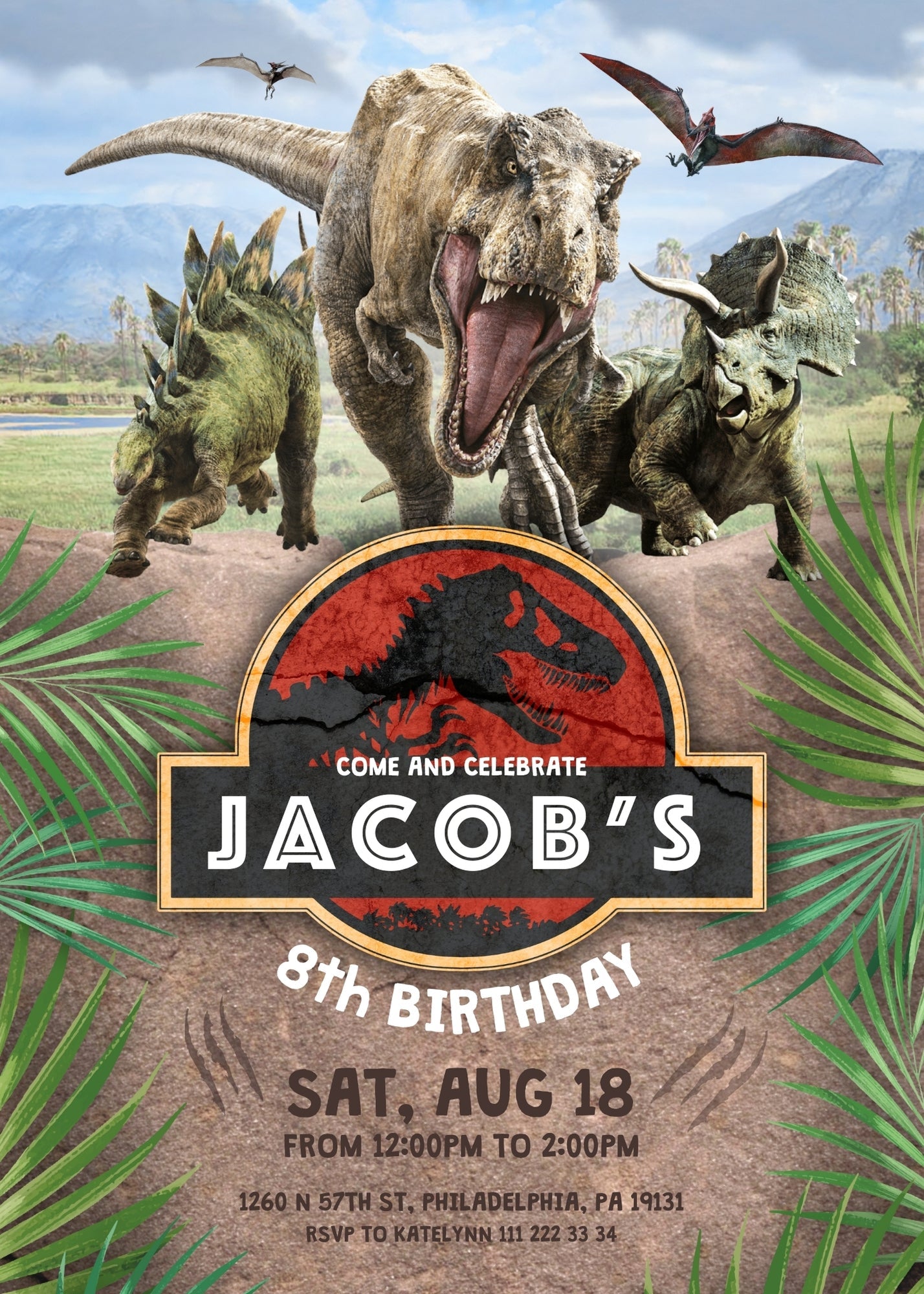 Jurassic Park Dinosaur customizable invitation template | Share or Print | | CN736