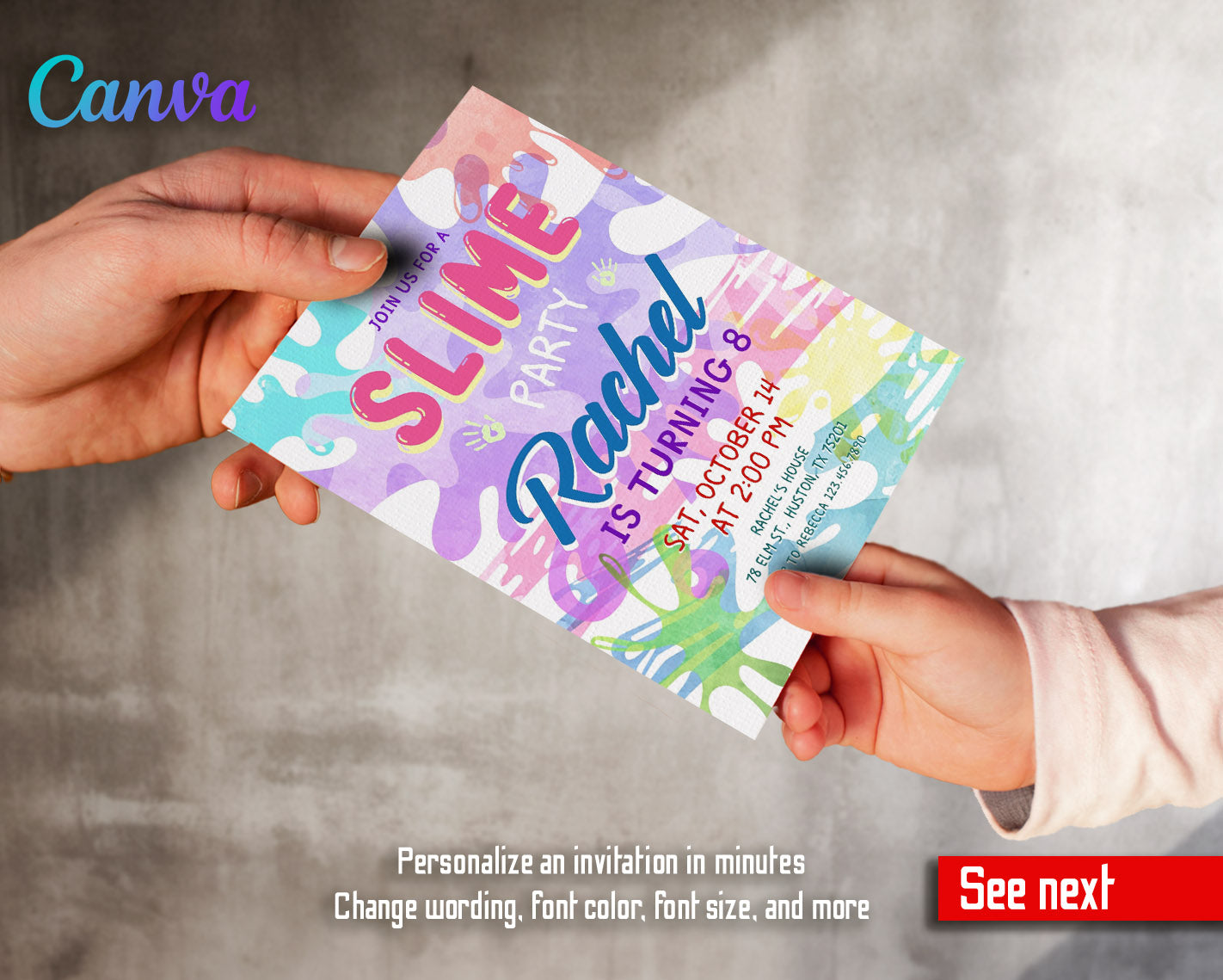 Slime Diy Party customizable invitation template | Share or Print | | PO117