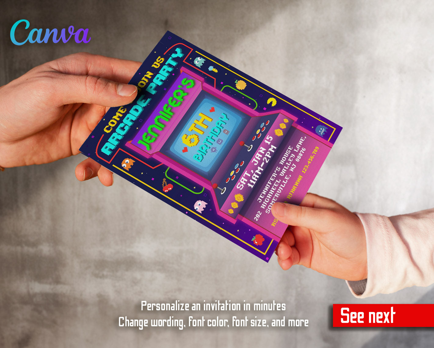 Arcade Gamer customizable invitation template | Share or Print | | BO161