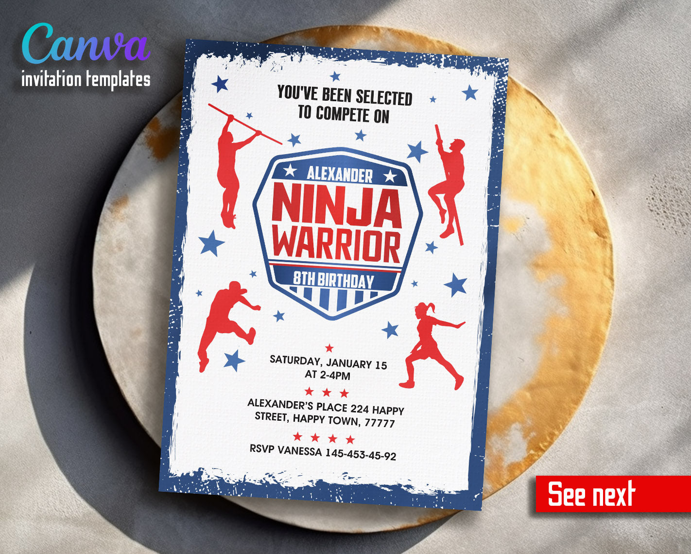American Ninja Warrior customizable invitation template | Share or Print | | BJ665