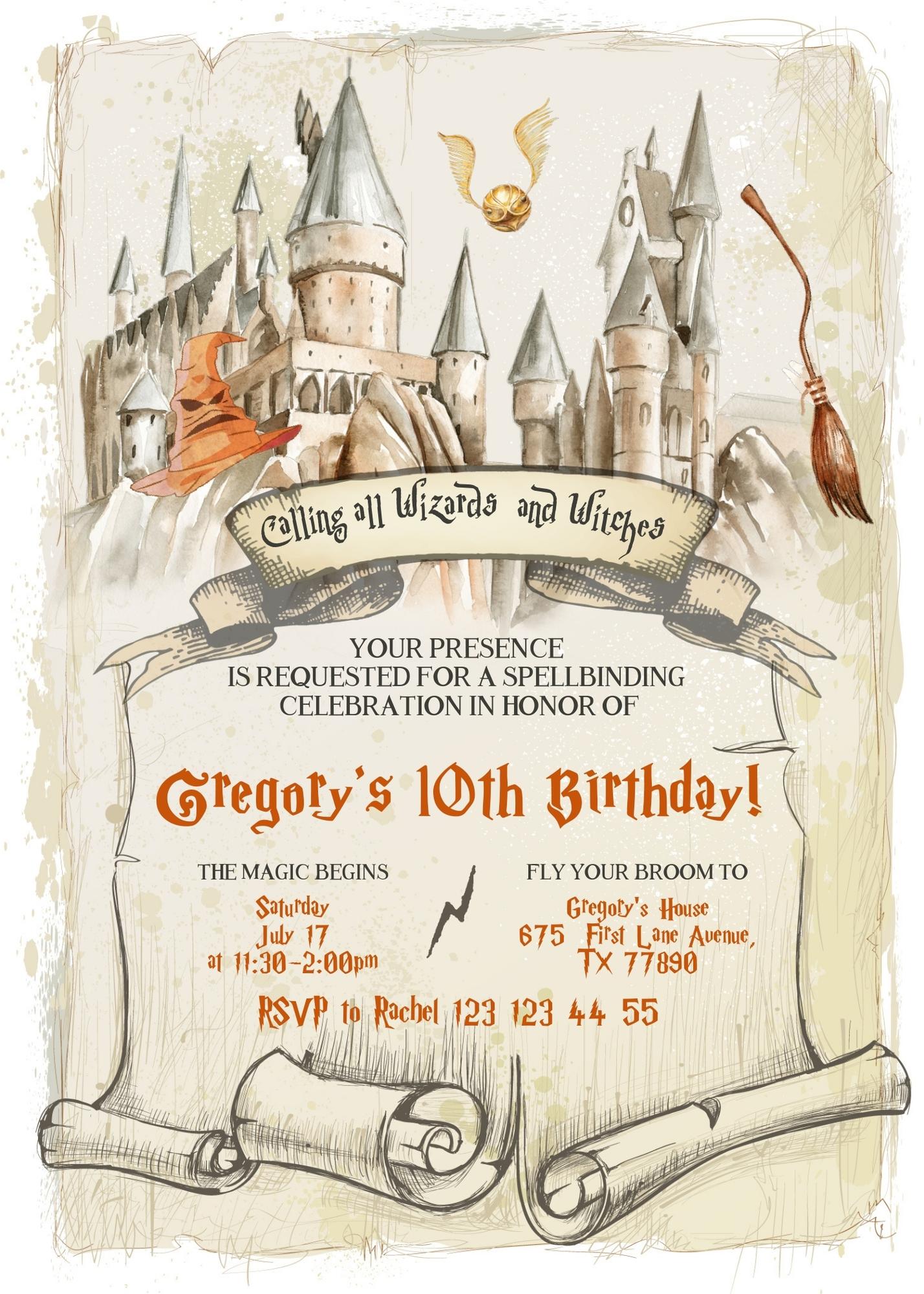 Harry Potter customizable invitation template | Share or Print | | GF552