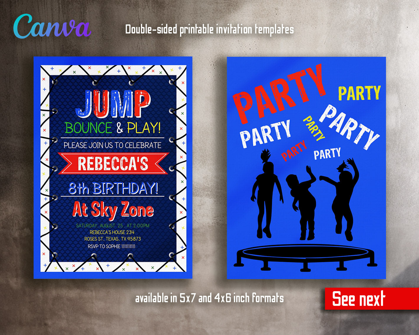Trampoline Jump Party  customizable invitation template | Share or Print |  | GE691