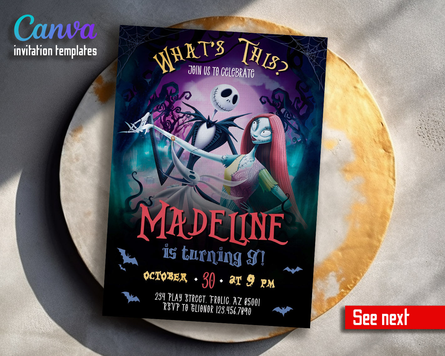 The Nightmare Before Christmas Halloween customizable invitation template | Share or Print | | TK437
